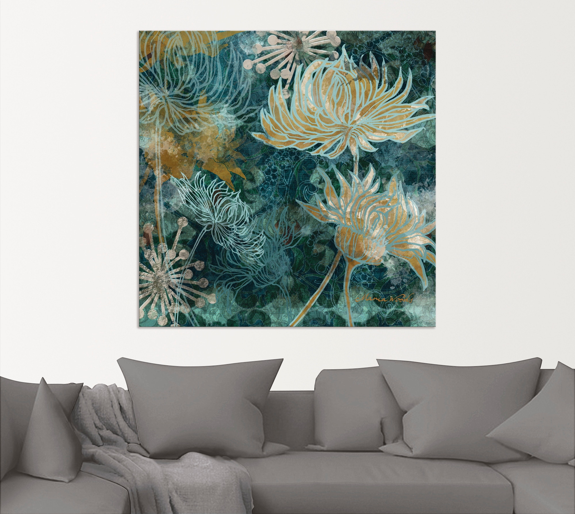 Artland Wandbild »Blaue Chrysanthemen I«, Blumen, (1 St.), als Alubild, Outdoorbild, Leinwandbild, Poster, Wandaufkleber