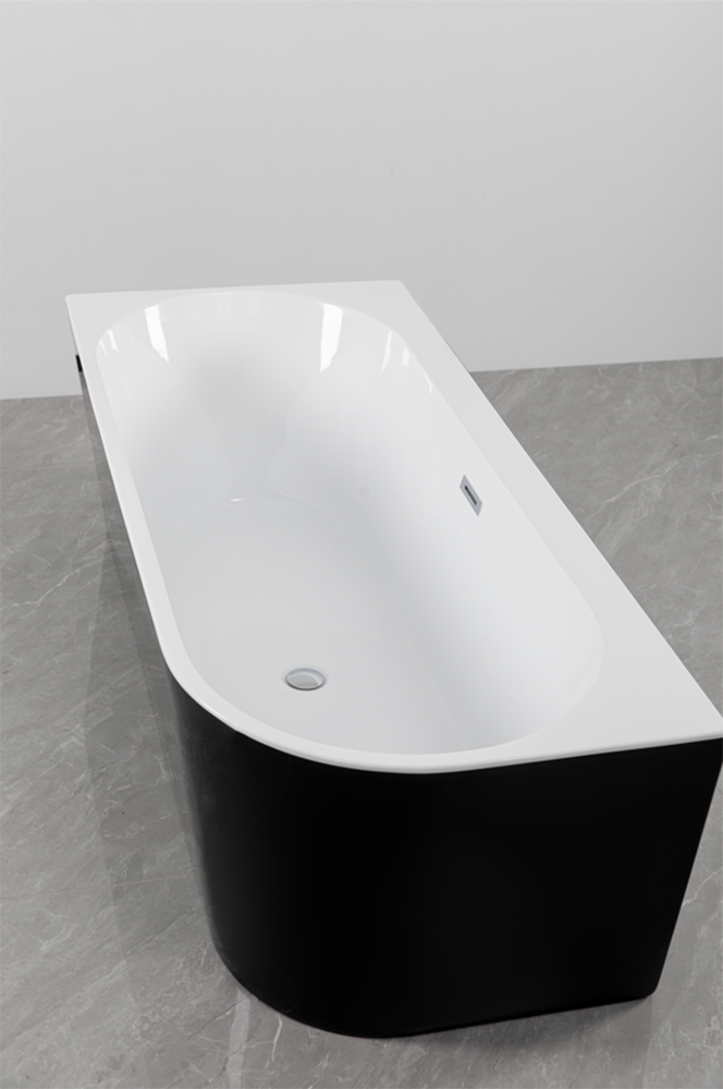 Sanotechnik Badewanne »Jamaica« Höhe 58 cm mit Ablaufstöpsel | verstellbare Füße | Überlauf 170x75x58cm schwarz glänzend, Acryl Badewanne rechts