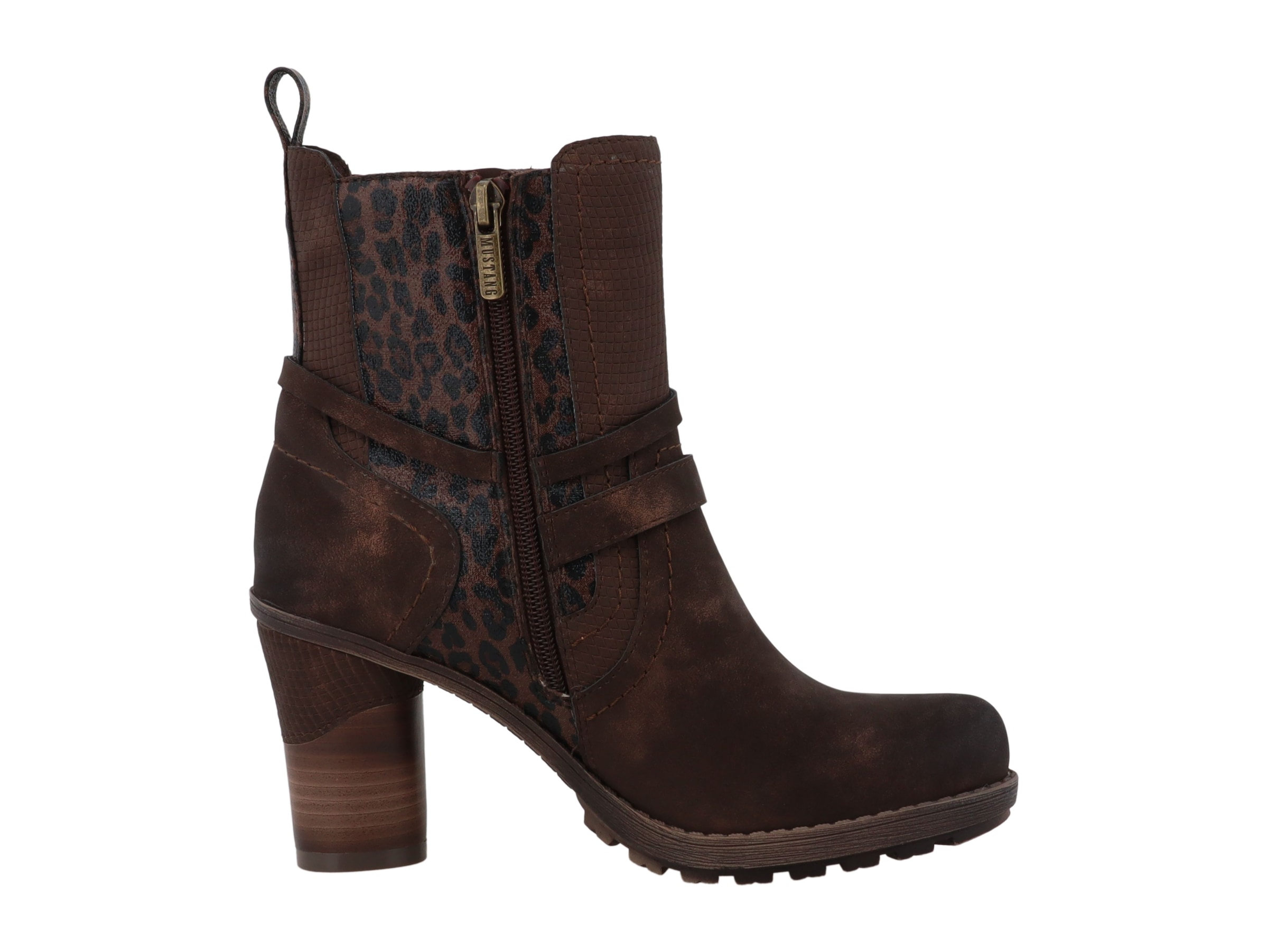 Mustang Shoes Stiefelette »Mode-Stiefel«  Blockabsatz, Boots mit Kontrastbesätzen und Zierriemen