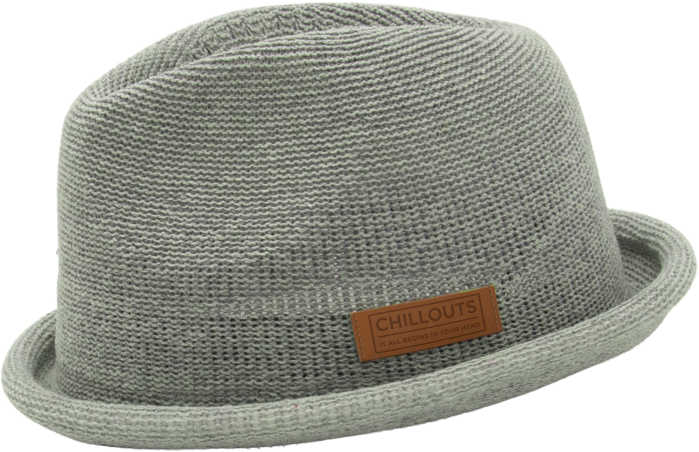Trilby CHILLOUTS "Tocoa Hat", Herren, Gr. L, grau, Feinstrick, Kunstfaser, unifarben, Hüte, schnelltrocknend, langlebig, Formbeständig