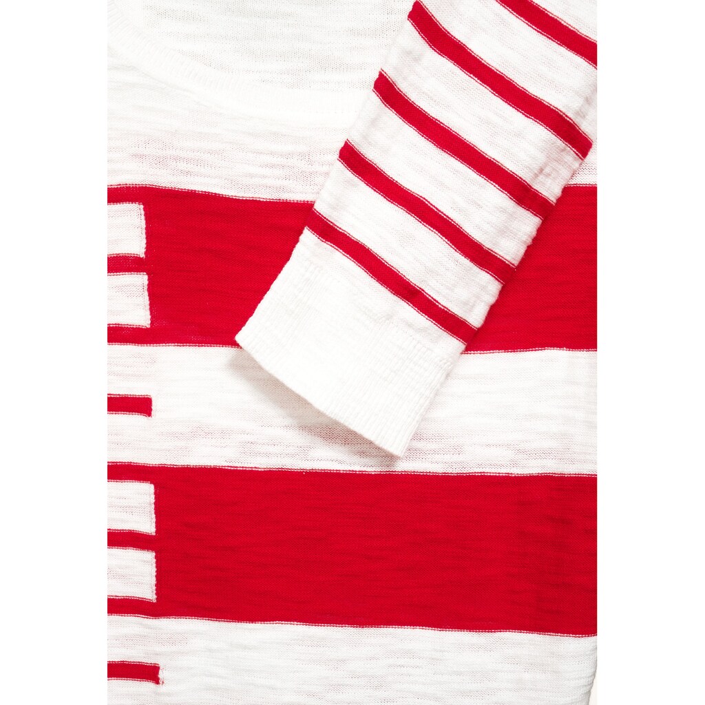 Damenmode Pullover Cecil Rundhalspullover, mit Streifen rot