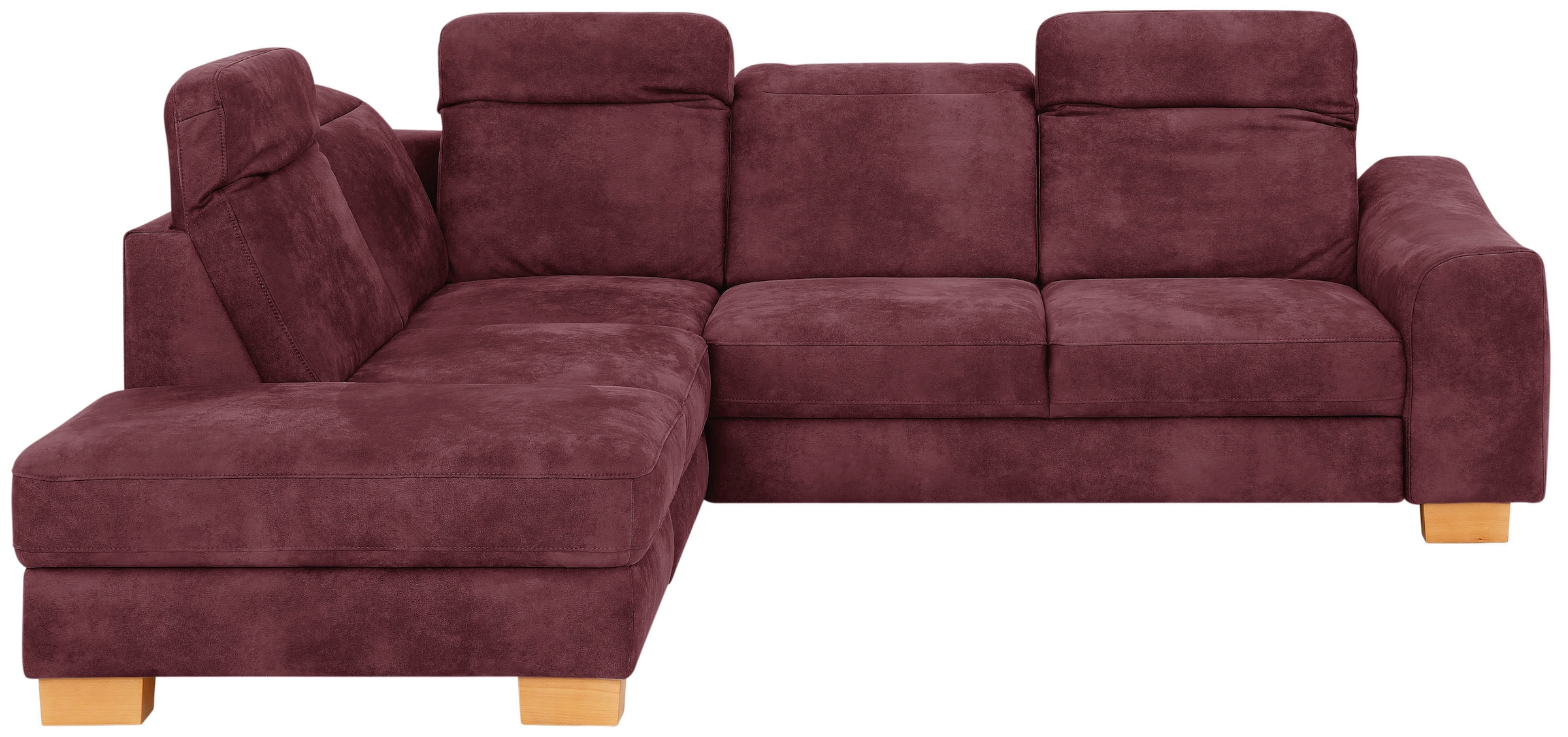 Ecksofa HOME AFFAIRE "Dundee L-Form", rot (bordeaux), B:263cm H:86cm T:219cm, Luxus-Microfaser Florence (100% Polyester), Sofas, Ecksofa, wahlweise mit Kopfteilverstellung und zusätzlich mit Bettfunktion 7