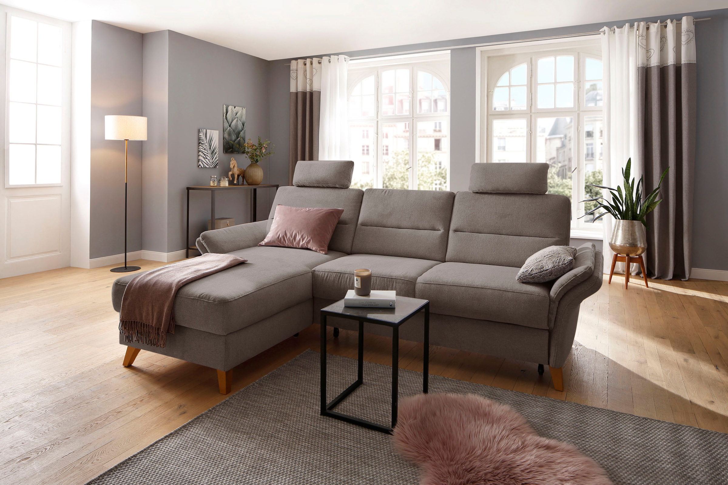OTTO home Ecksofa "Westerland L-Form" Federkern-Polsterung, wahlweise mit Schlaffunktion, Bettkasten