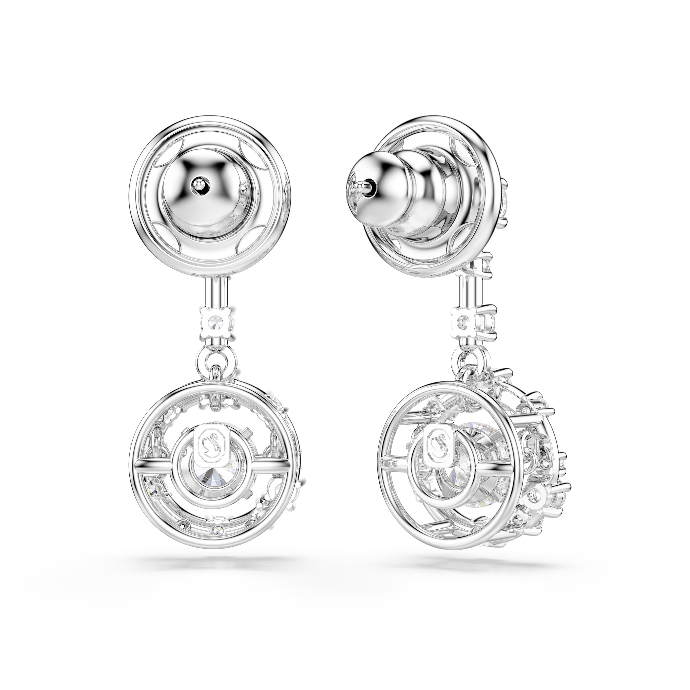 Paar Ohrstecker SWAROVSKI "Constella Pavé", silber (metallfarben, kristallweiß, kristallweiß), Ohrringe, Damen, 10,2mm, Metall, mit Swarovski Zirkonia (synth.) 6