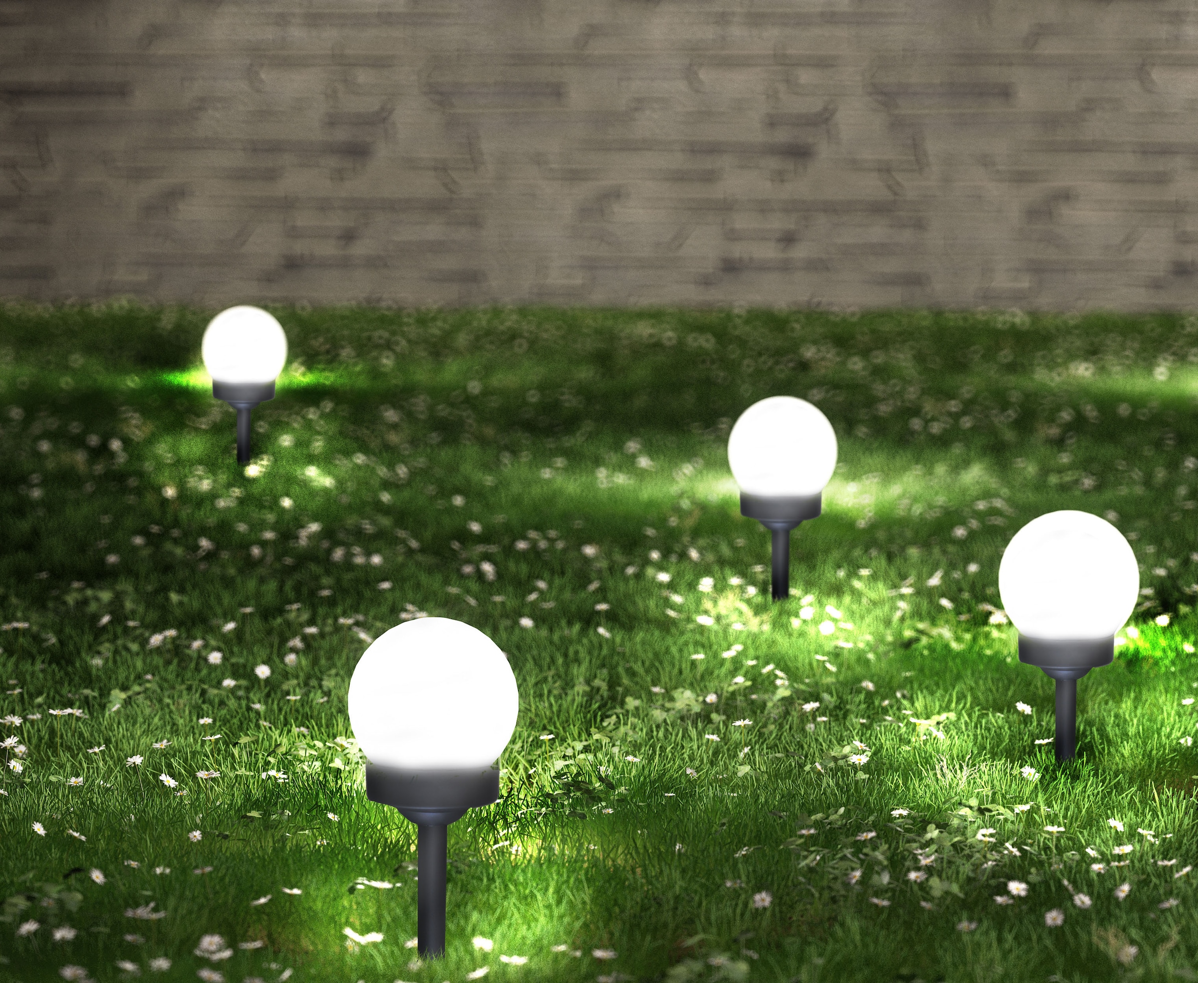 my home LED Gartenleuchte »Ground Spikes«, 1 flammig-flammig, 8er Set, Leuchtdauer geladen ca 8h, Kunststoff, anthrazit, d: 10cm