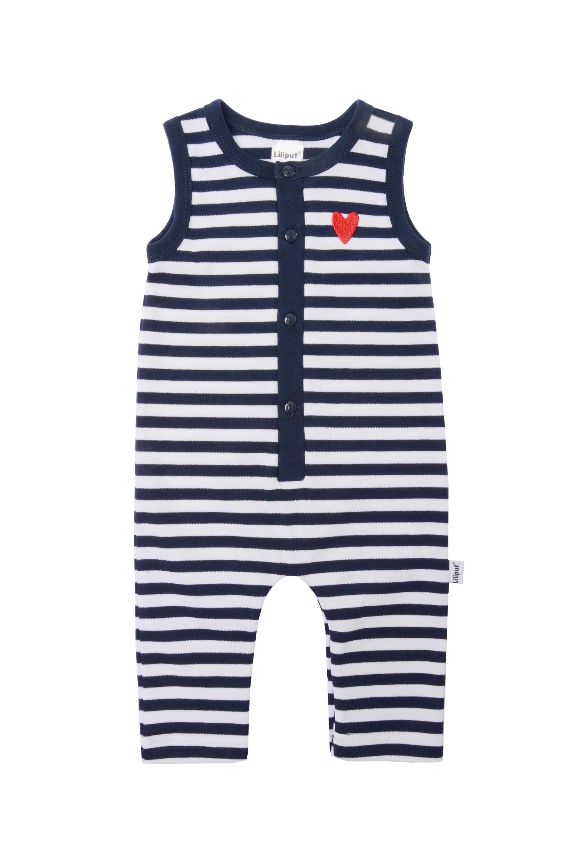 Jumpsuit LILIPUT "Heart", Jungen, Gr. 56, EURO-Größen, blau (blau, weiß), 100% Baumwolle, Rundhals, Overalls Jumpsuit, mit Halstuch im maritimen Streifen-Look 2