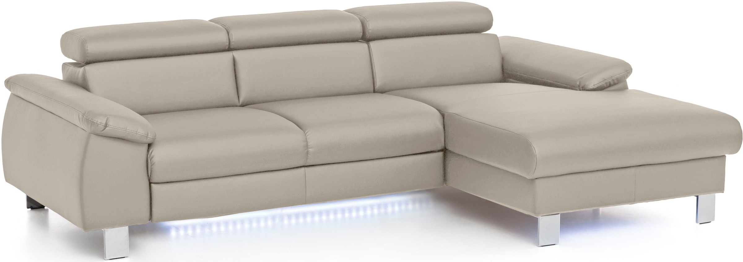 COTTA Ecksofa »Komaris L-Form, B: 244 cm« mit Kopfteilverstellung, optional Bettfunktion, Bettkasten & Licht