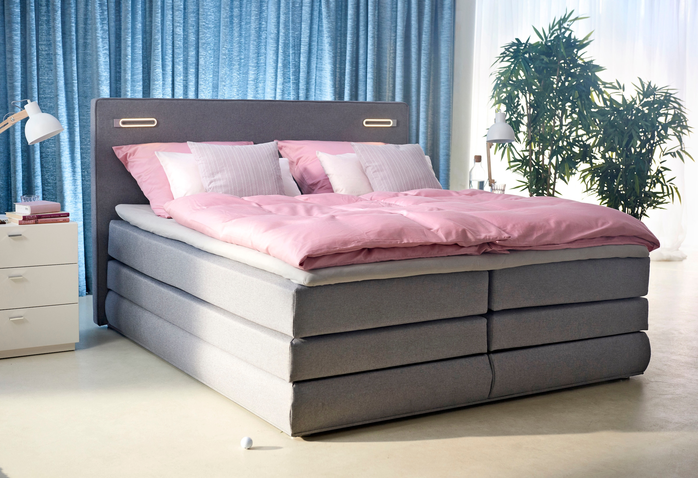 COLLECTION AB »NINONI, Stauraumbett mit Bettkasten & TTFK-Matratze« inkl. Topper, wahlweise mit LED-Beleuchtung, 180/200 cm x 200 cm