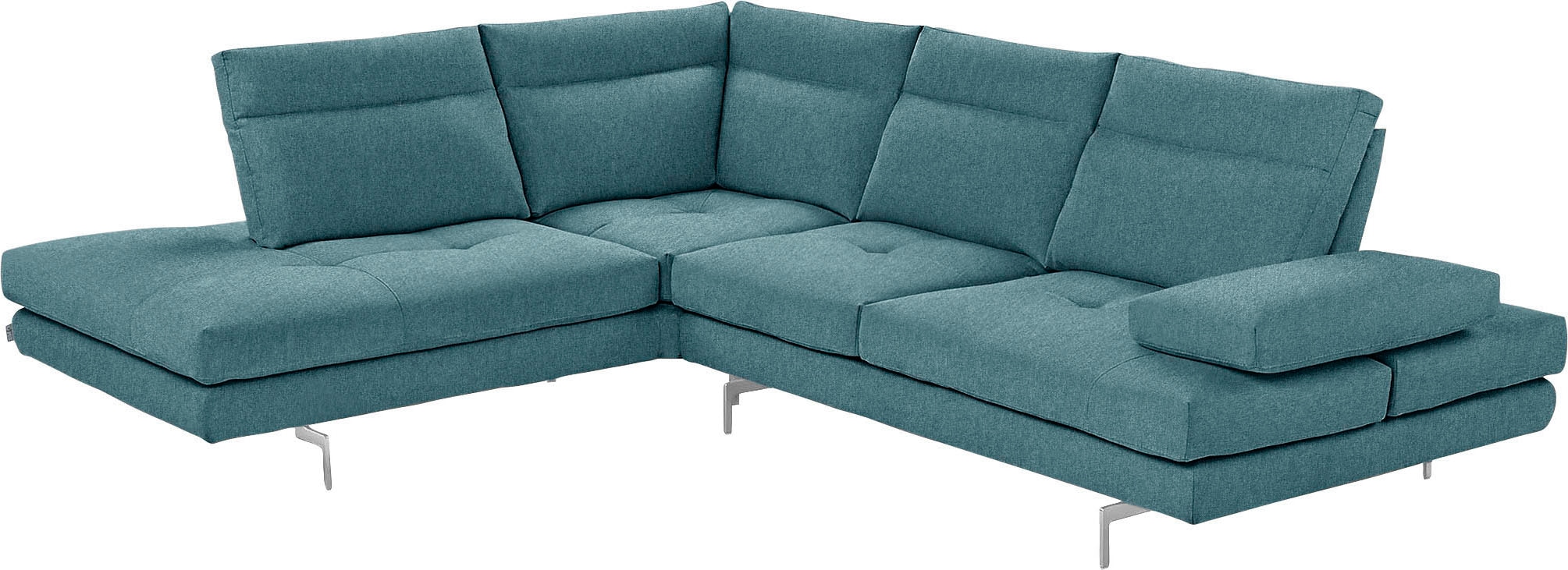 CALIA ITALIA Ecksofa "Toby Wing, B/T: 288/232 cm, Multifunktionssofa, Designsofa, L-Form" Sitztiefenverstellung und Armteilfunktion, Füße chrom glänzend