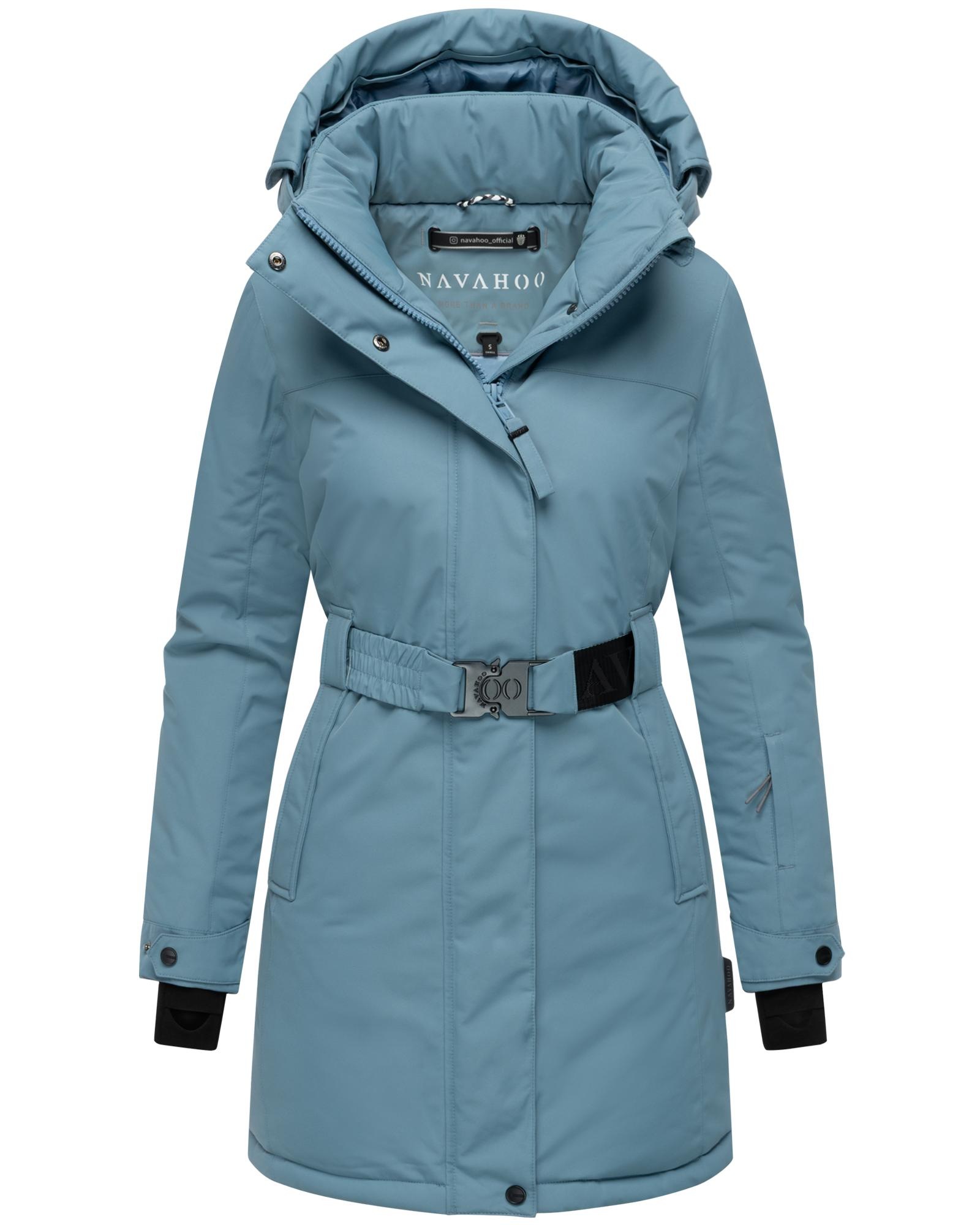 Navahoo Wintermantel »Frostkuss 14«, Warmer Damen Mantel mit abnehmbarer Kapuze und Taillengürtel