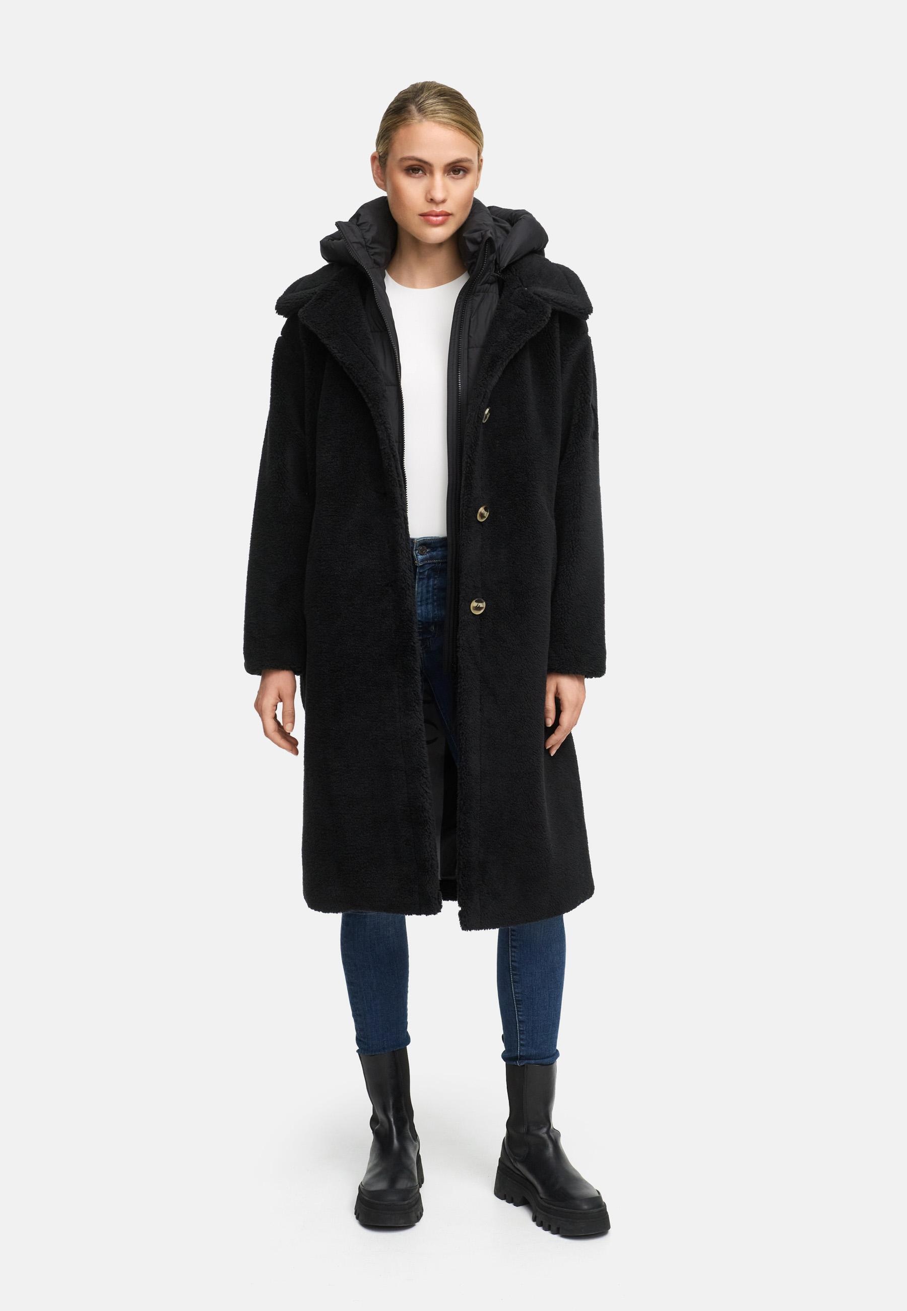 Navahoo Wintermantel »Teddyzauber 14«, Plüschmantel aus Teddyfleece mit abnehbmarem Krageneinsatz