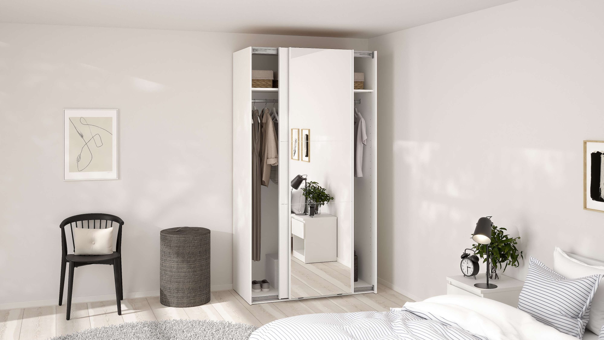 Home affaire Schwebetürenschrank »Como, Kleiderschrank, Schlafzimmerschrank« 1 Schwebetür, 1 Spiegelschiebetür, Kleiderstange, Einlegeboden