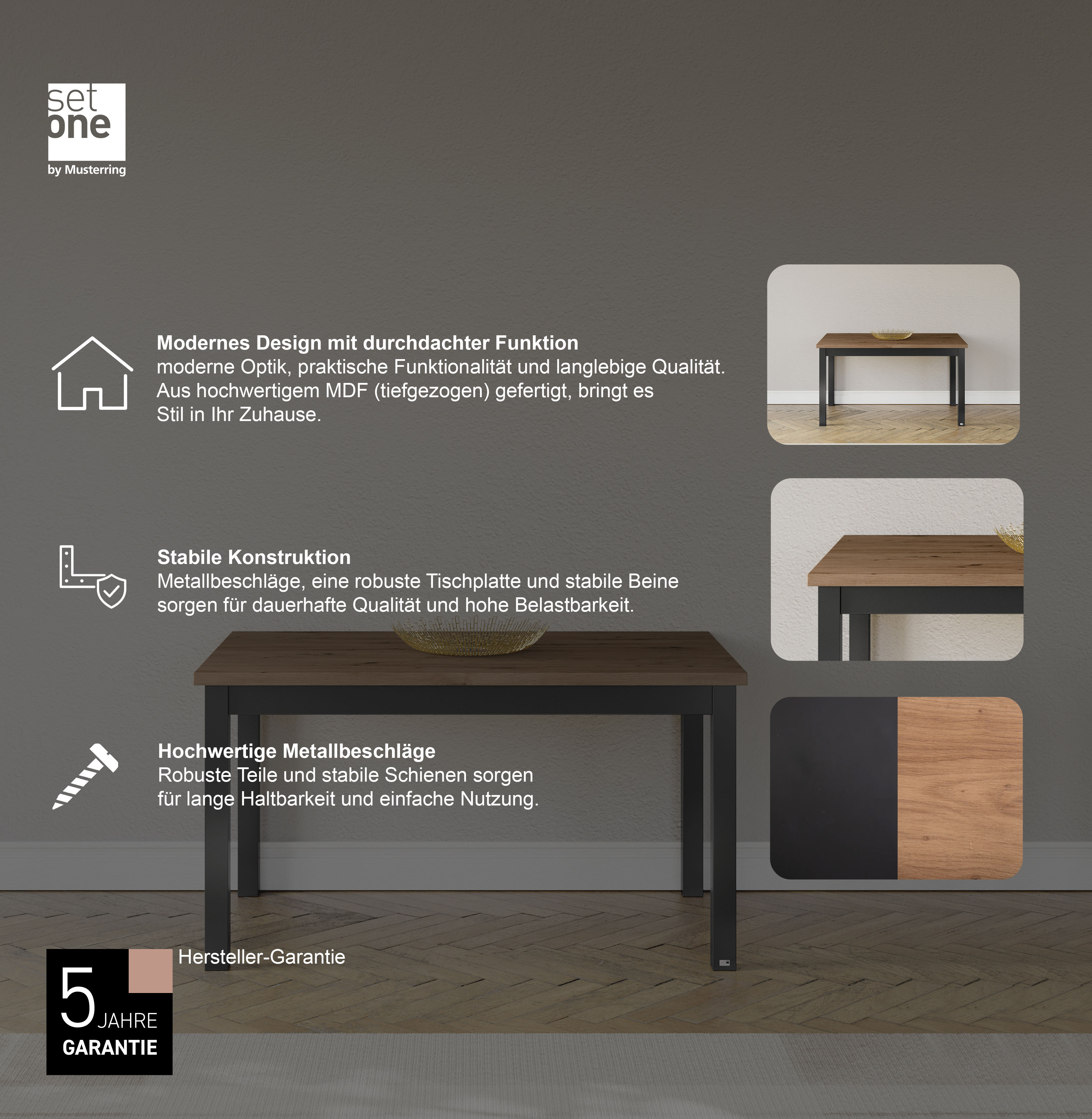 Thumbnail - set one by Musterring Esstisch "York" in 3 Farbvarianten und 4 Größen erhältlich, mit Eiche-Platte