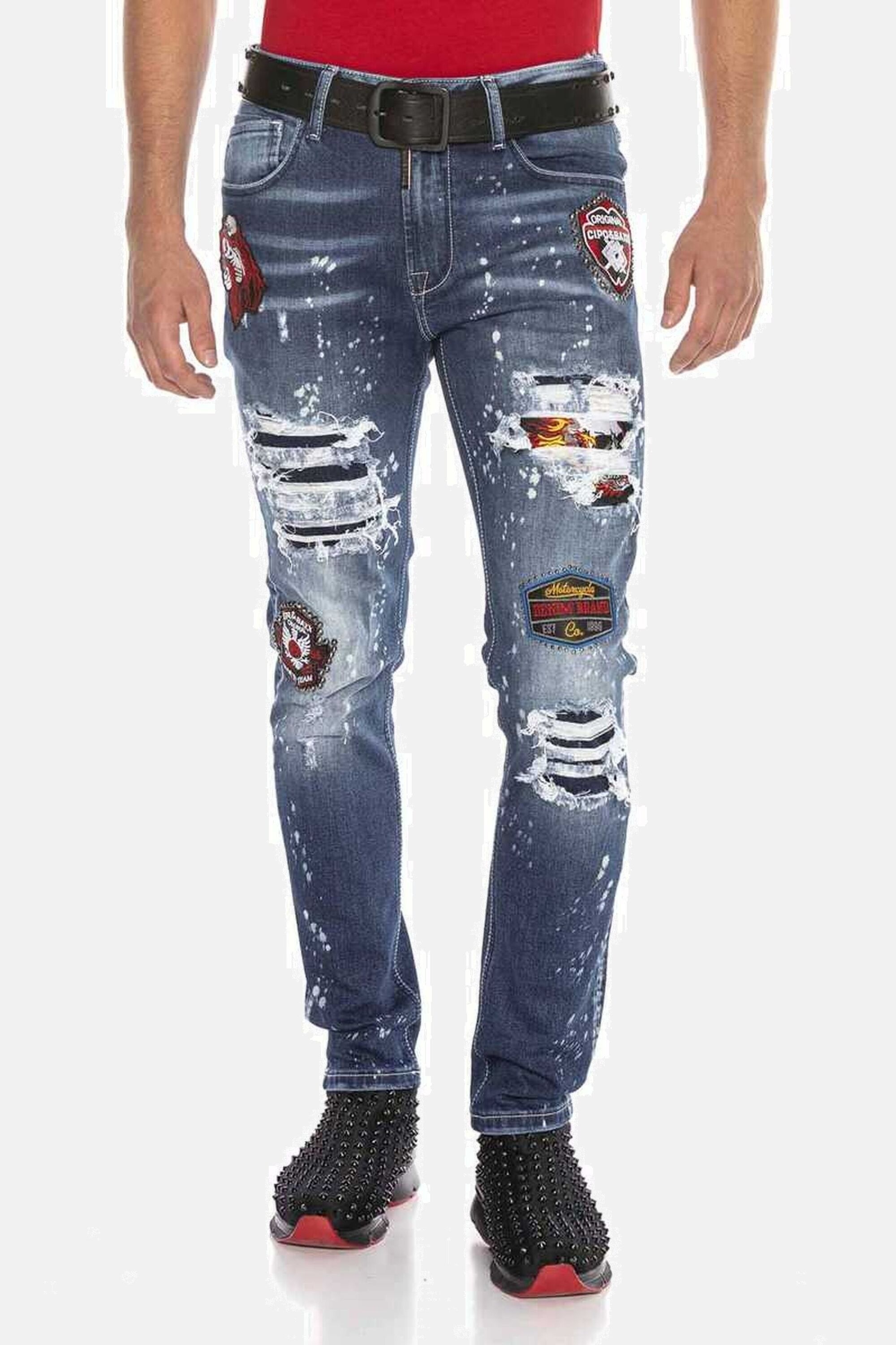 Cipo & Baxx Straight-Jeans "DENIM", bequeme Jeans im angesagten Patchwork-Style, CD643