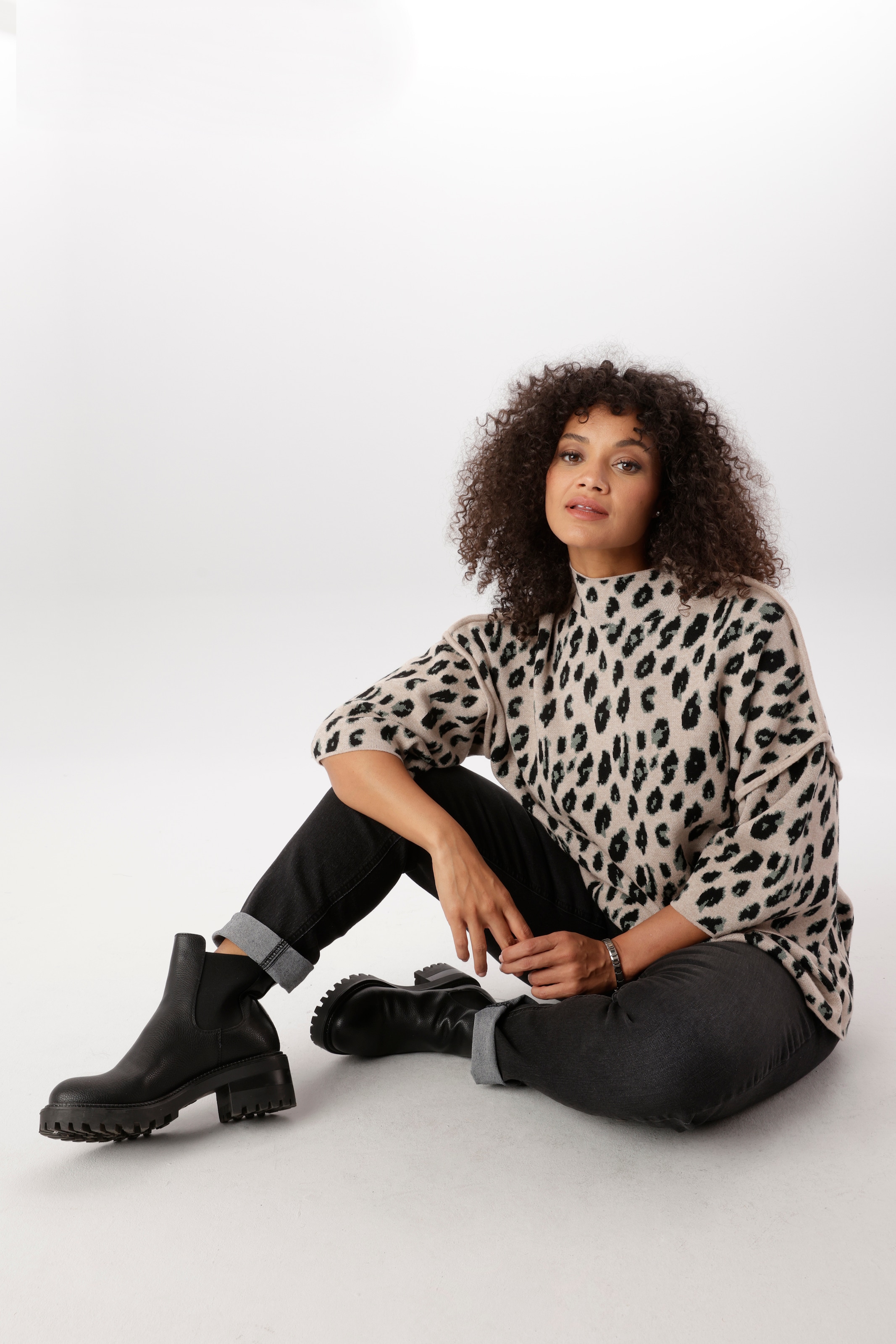 Aniston PLUS Strickpullover in trendigem Leodessin - NEUE KOLLEKTION