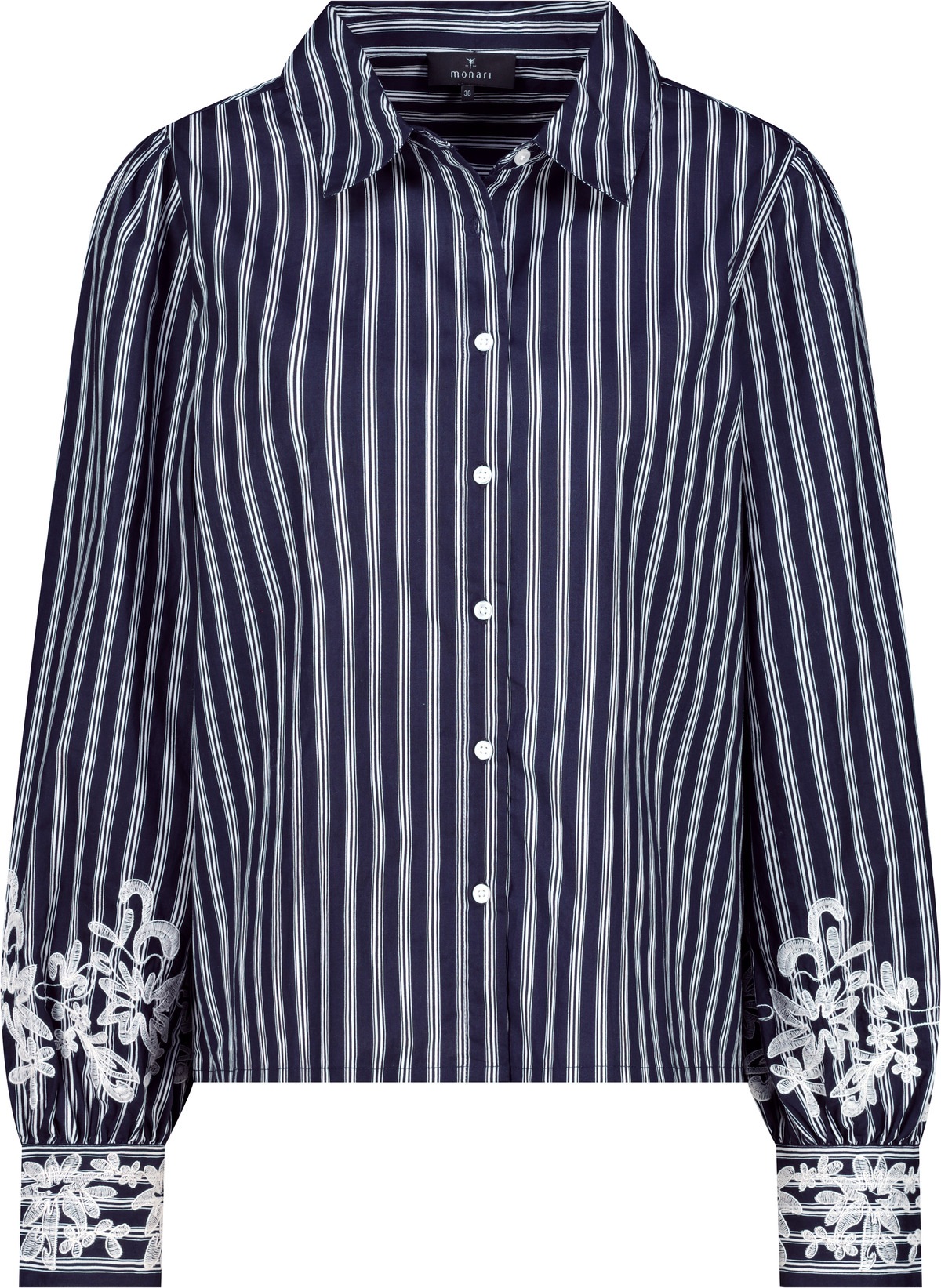 Monari Langarmbluse Hemdblusenkragen, Regular Fit, mit Spitzenbesatz