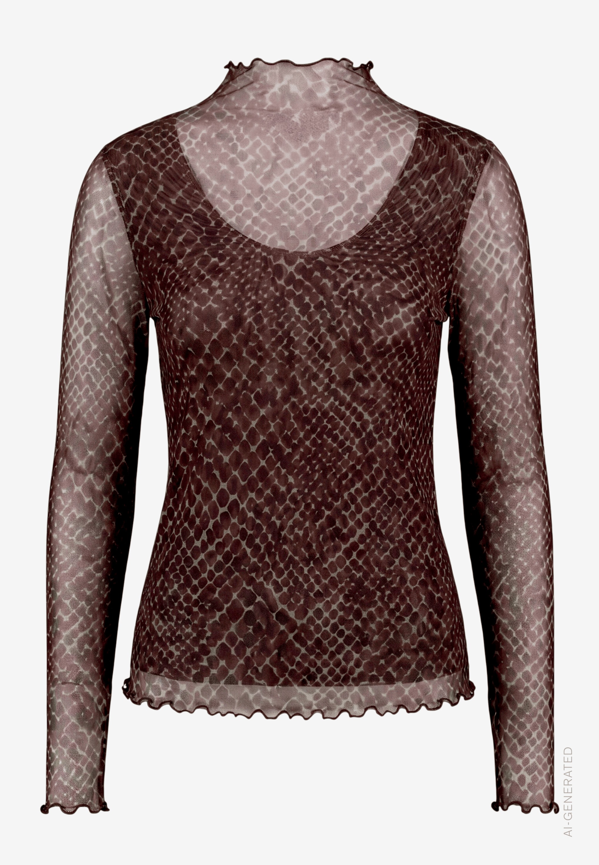 Zero Langarmshirt im Doppellayer-Look / Meshshirt / Gemustert