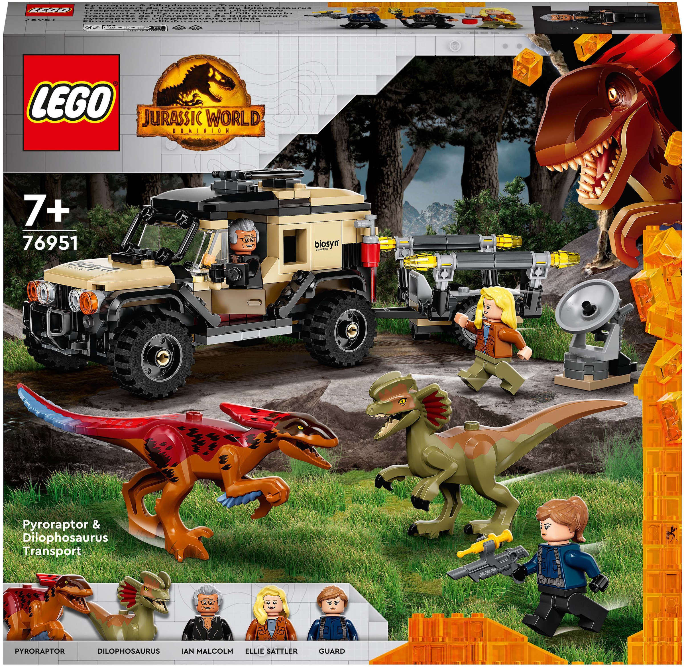 LEGO® Konstruktionsspielsteine »Pyroraptor & Dilophosaurus Transport (76951), LEGO® Jurassic World«, (254 St.), Made in Europe