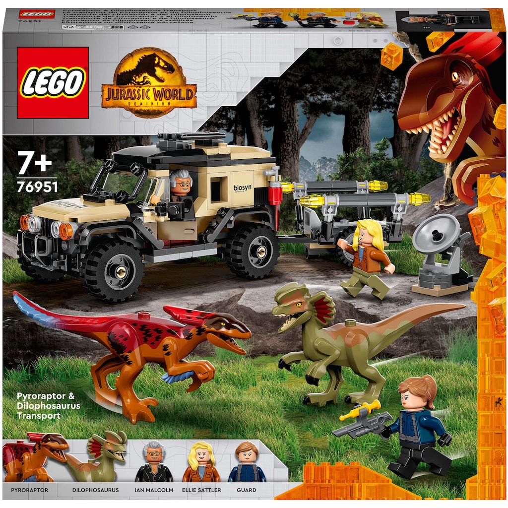 LEGO® Konstruktionsspielsteine »Pyroraptor & Dilophosaurus Transport (76951), LEGO® Jurassic World«, (254 St.)