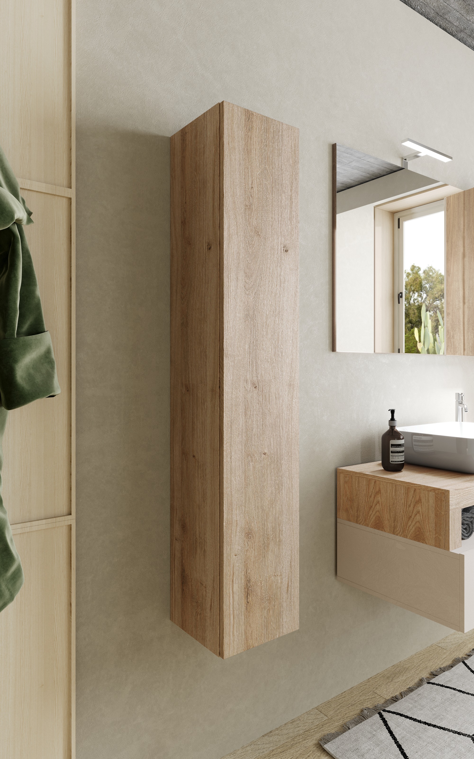 Thumbnail - welltime Hängeschrank "Hamburg" Badschrank mit 1 Tür, Höhe 138 cm, Breite 25 cm