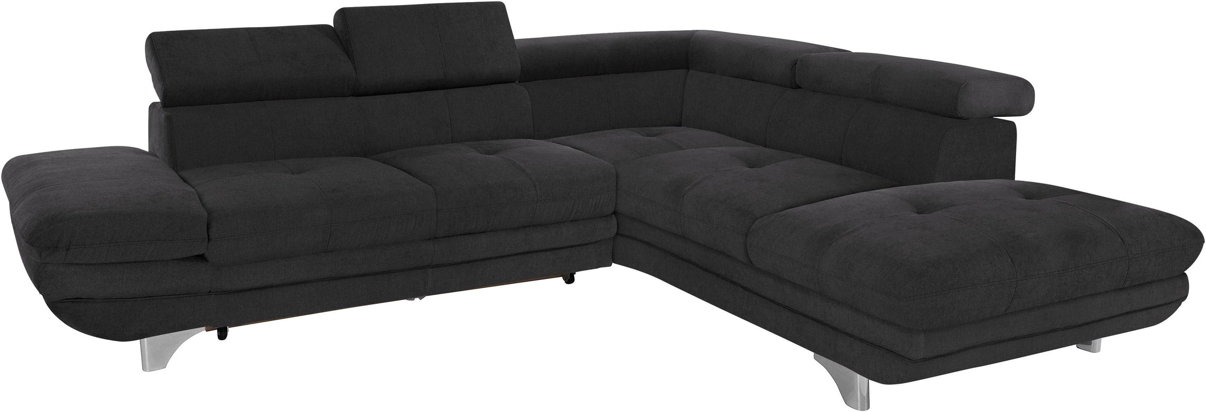 Ecksofa COTTA "Enterprise L-Form", schwarz, B:273cm H:72cm T:237cm, Struktur (100% Polyester );Chenille (90% Polyester; 10% Polyamid ), Sofas, Ecksofa, mit Arm- & Kopfteilverstellung, wahlweise mit Bettfunktion
