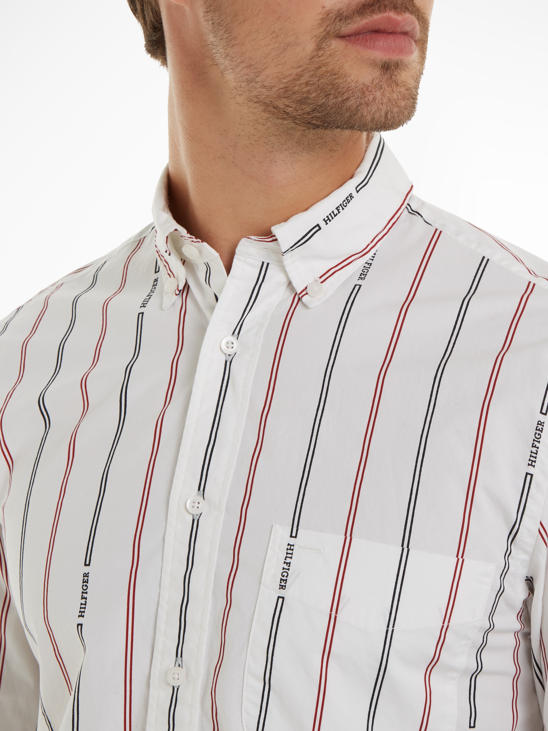 Tommy Hilfiger Langarmhemd »HILFIGER DOUBLE STP Regular Fit SHIRT«