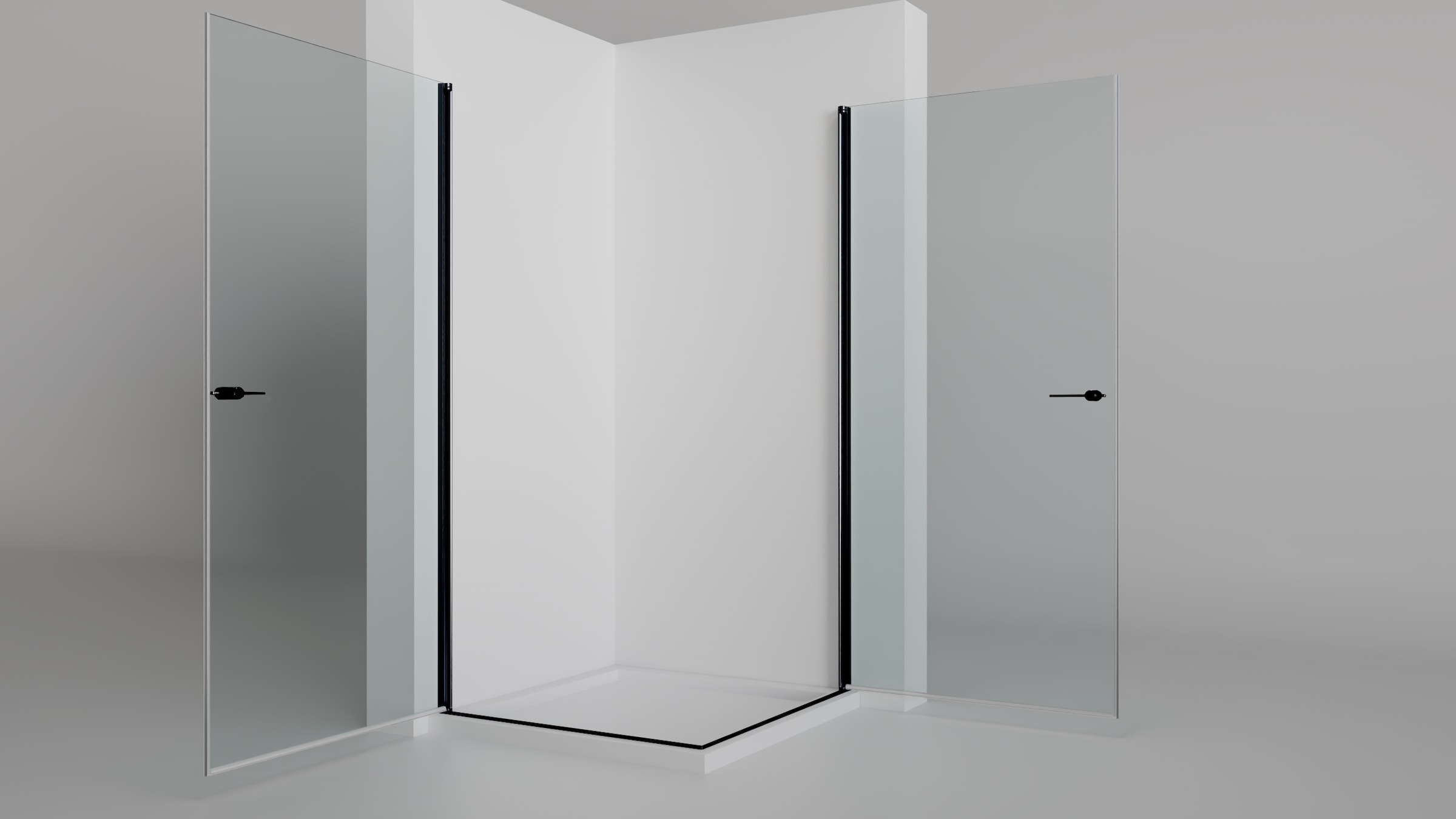 welltime Eckdusche Rahmenloses Design mit extravaganten Griffen