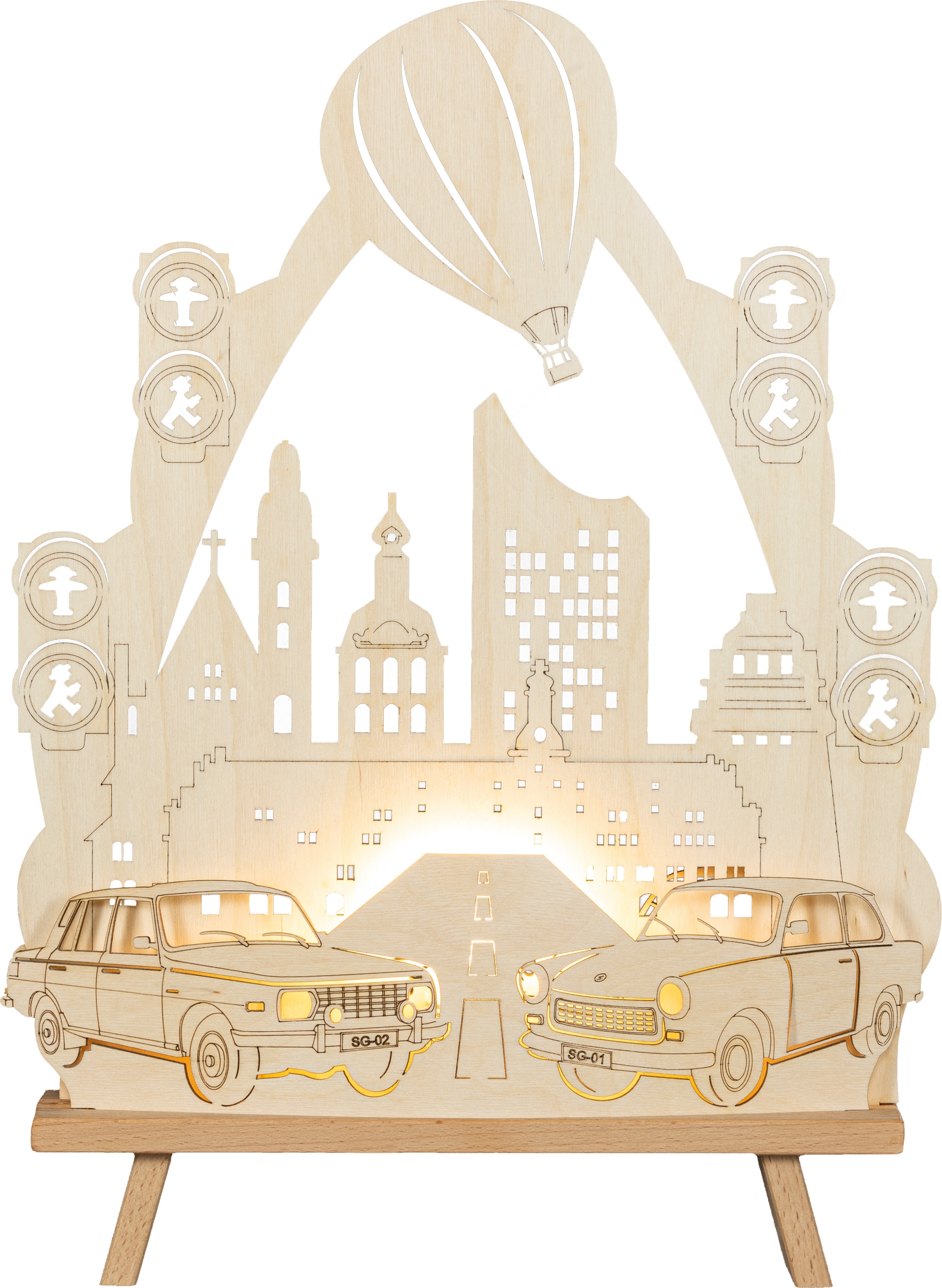 SAICO Original LED Schwibbogen "Dekoleuchte-Spitze, Trabant und Wartburg" i günstig online kaufen