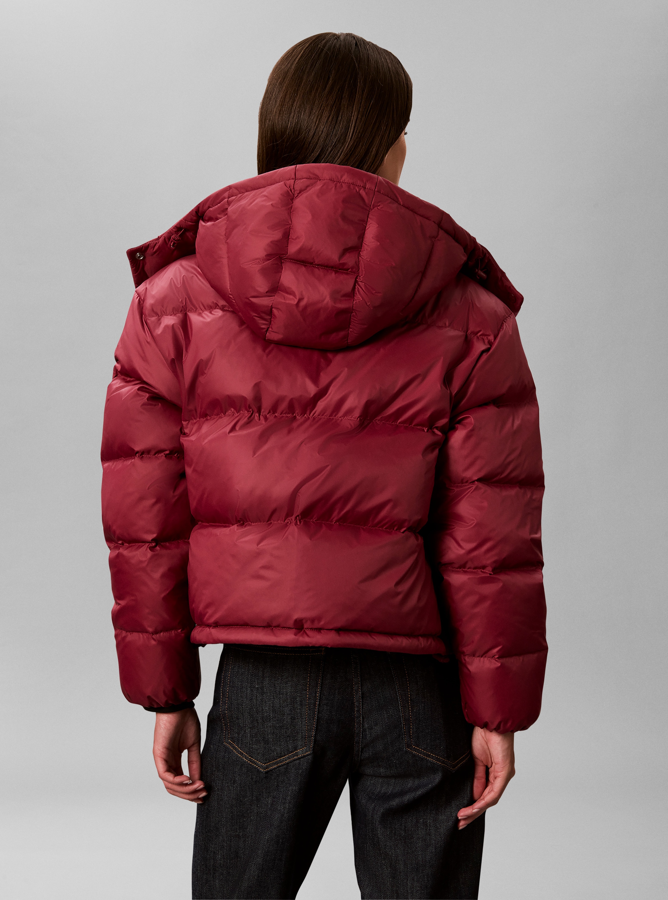 Calvin Klein Steppjacke mit Kapuze abnehmbare Kapuze, Regular Fit, kurze Form, wattiert