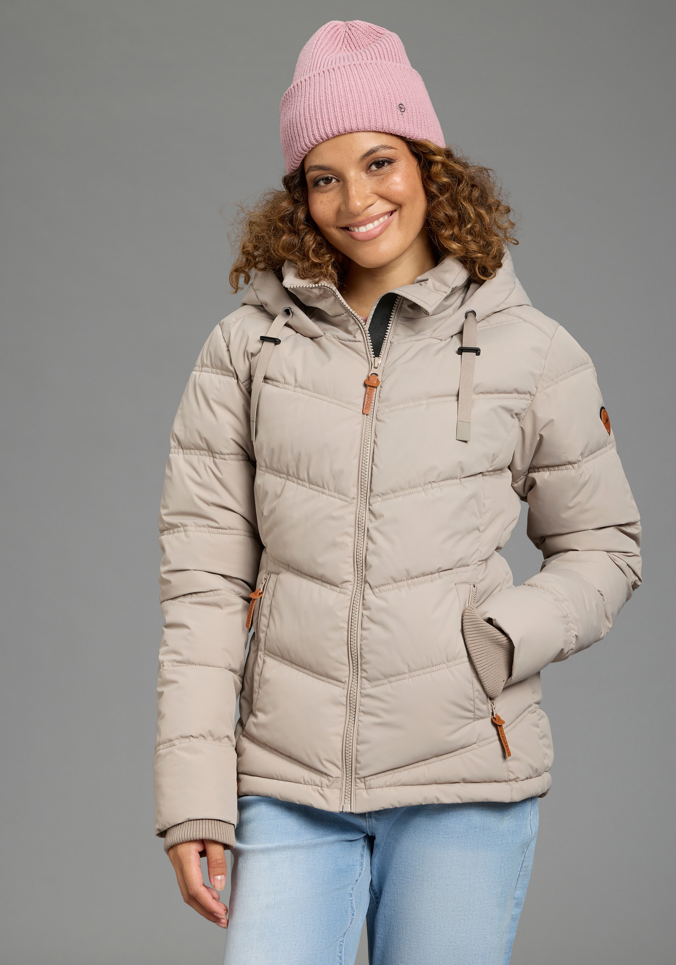 KangaROOS Winterjacke mit Kapuze mit Kapuze und Kordelzug, Reißverschlusstaschen und Innentasche