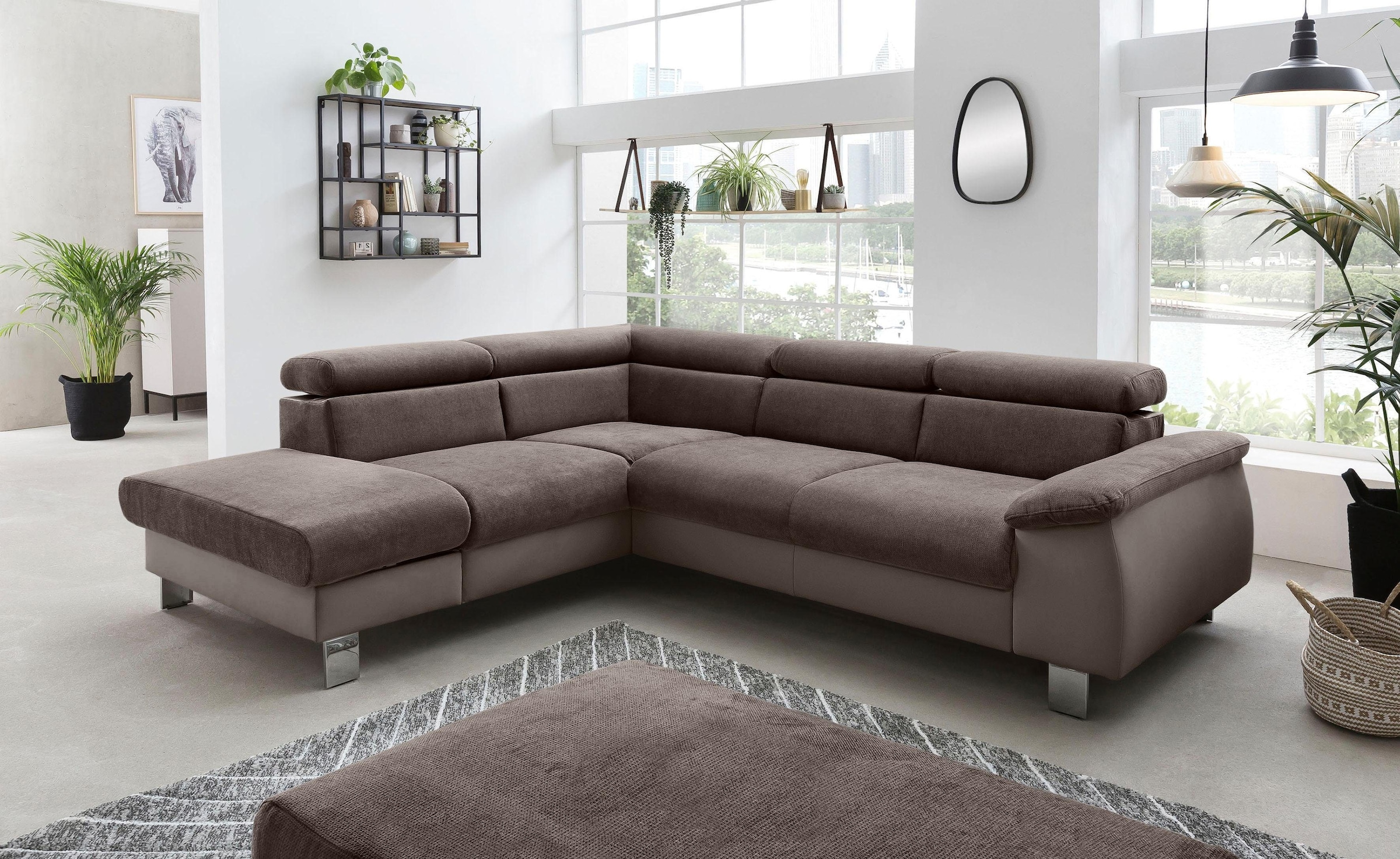 COTTA Ecksofa "Komaris L-Form, B: 249 cm" mit Kopfteilverstellung, optional günstig online kaufen