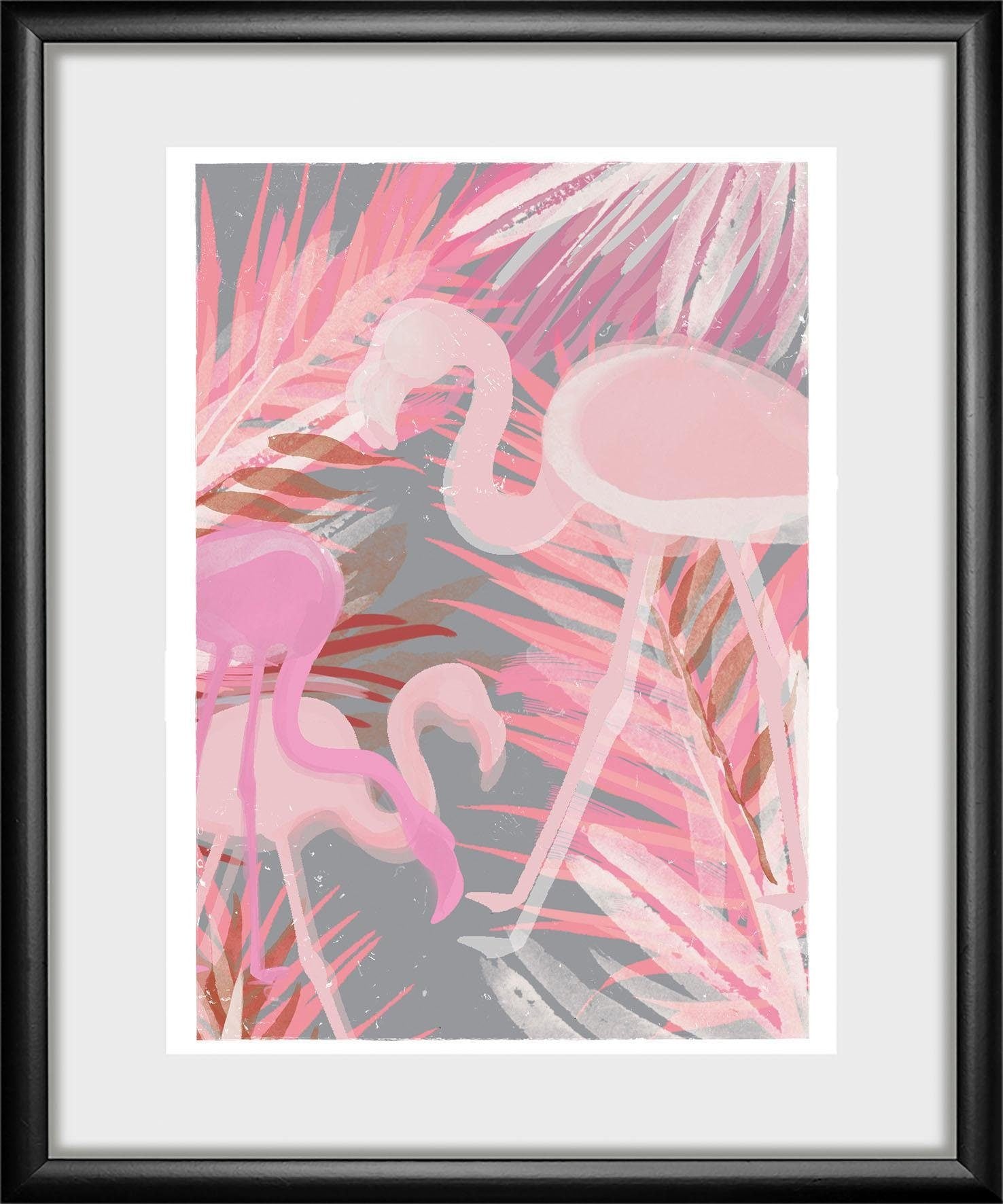 queence Bild "Flamingo", Vögel-Vogelbilder-Flamingos-Pflanzen-Pflanzenbilde günstig online kaufen