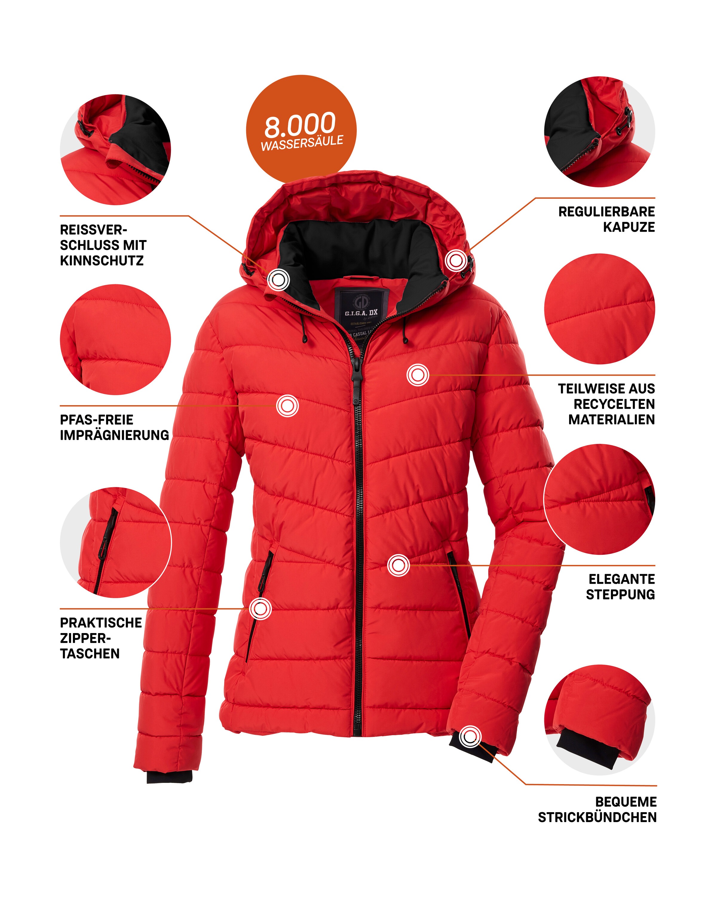 G.I.G.A. DX by killtec Steppjacke »GW 32 WMN QLTD JCKT«, Elegante Damenjacke, wasserabweisend, atmungsaktiv, abnehmbare Kapuze
