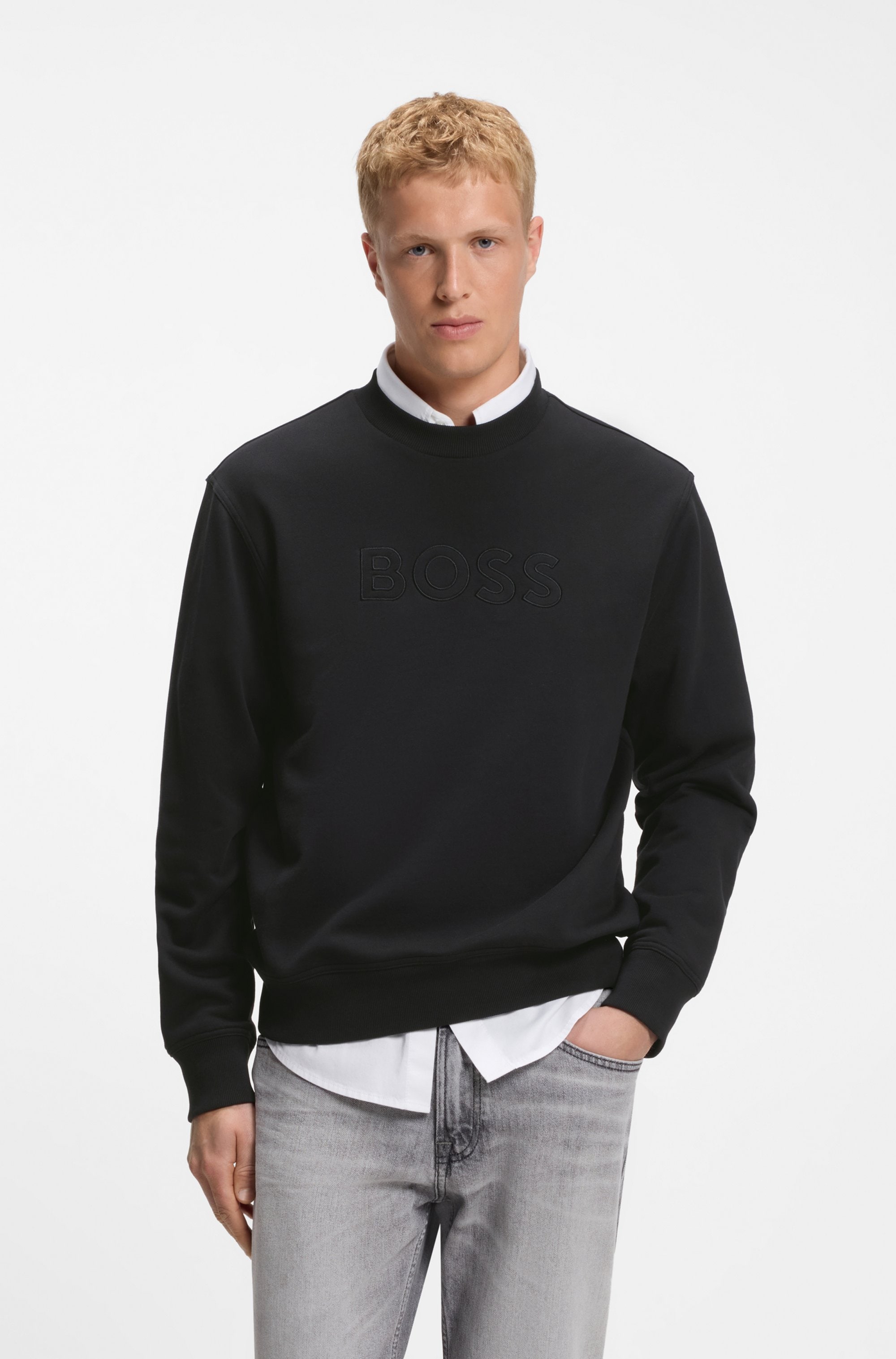BOSS ORANGE Sweatshirt , Rundhalsausschnitt, Relaxed Fit, große Logo-Stickerei
