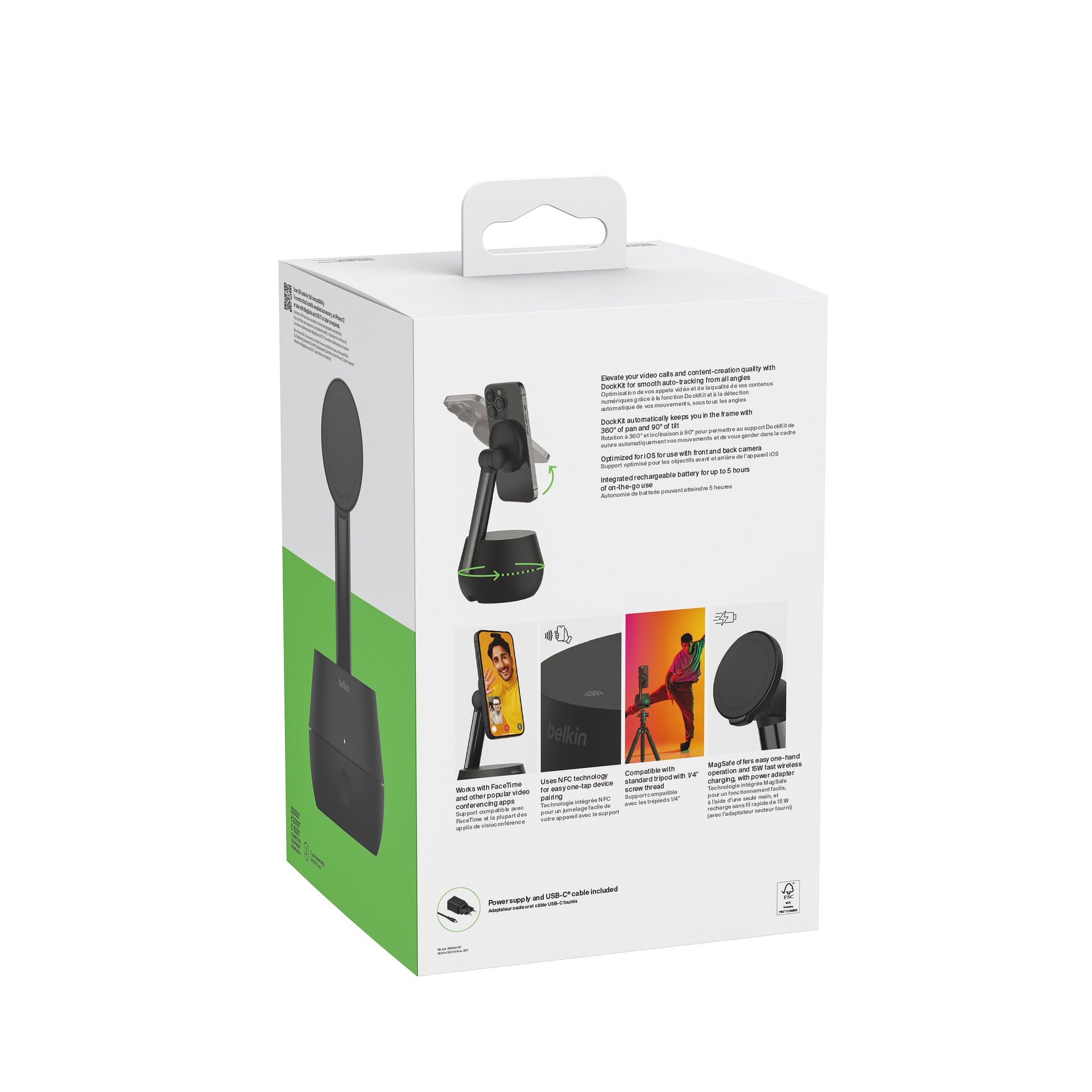 Belkin Wireless Charger »Stage Auto-Tracking-Ständer Pro mit DockKit«, für Apple iPhone 12/13/14/15 mini/Pro/Max/Pro Max/Plus mit MagSafe
