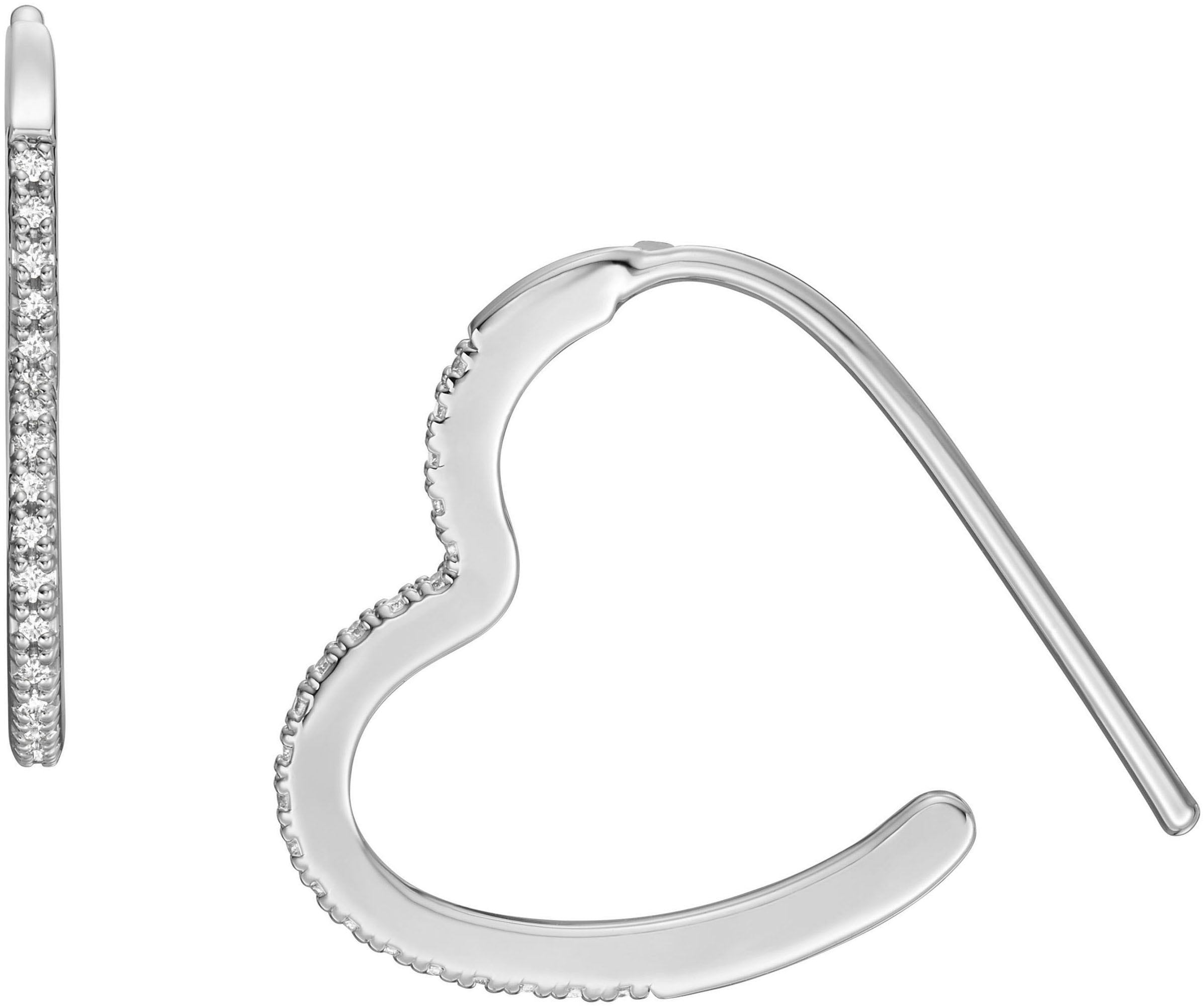 Fossil Paar Ohrhaken »JEWELRY, Herz, JA7230040«, mit Zirkonia (synth.)