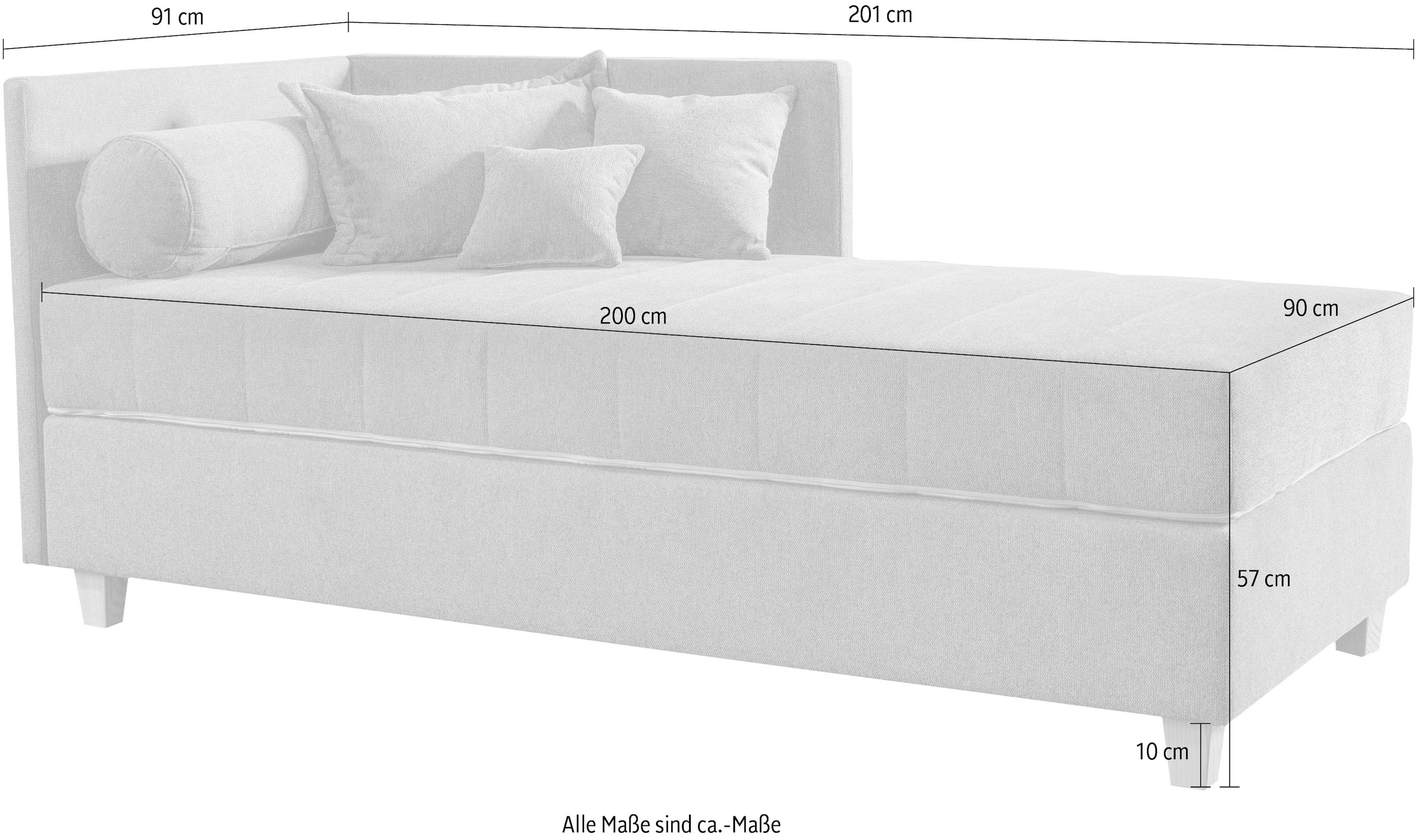 alina Schlafsofa »Kona«, 7-Zonen Taschenfederkernmatratze, Zierkissen-Set und Schlummerrollen