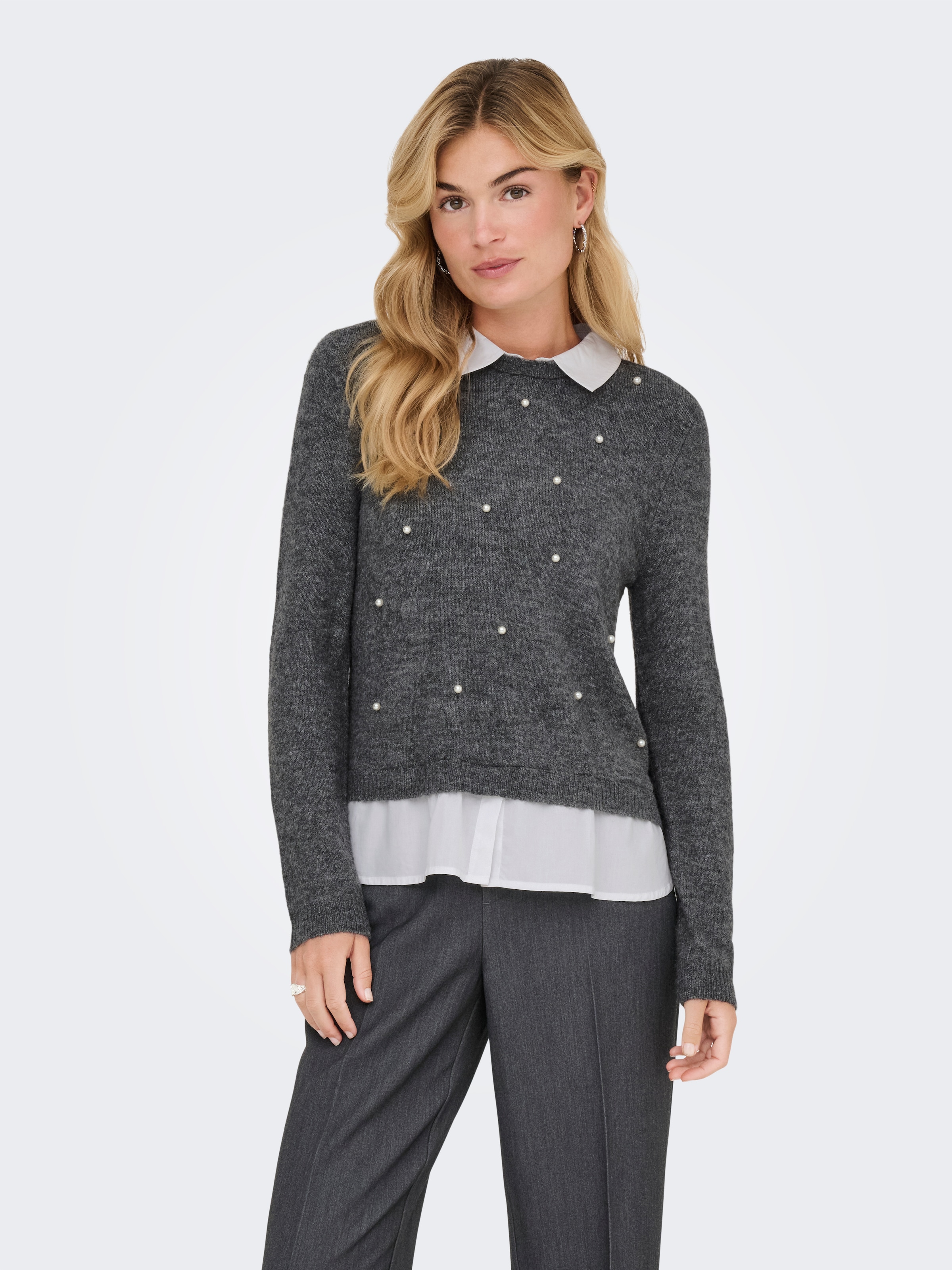 ONLY Strickpullover »ONLDOLLY LS WOVEN MIX PEARL PULL CC KNT«