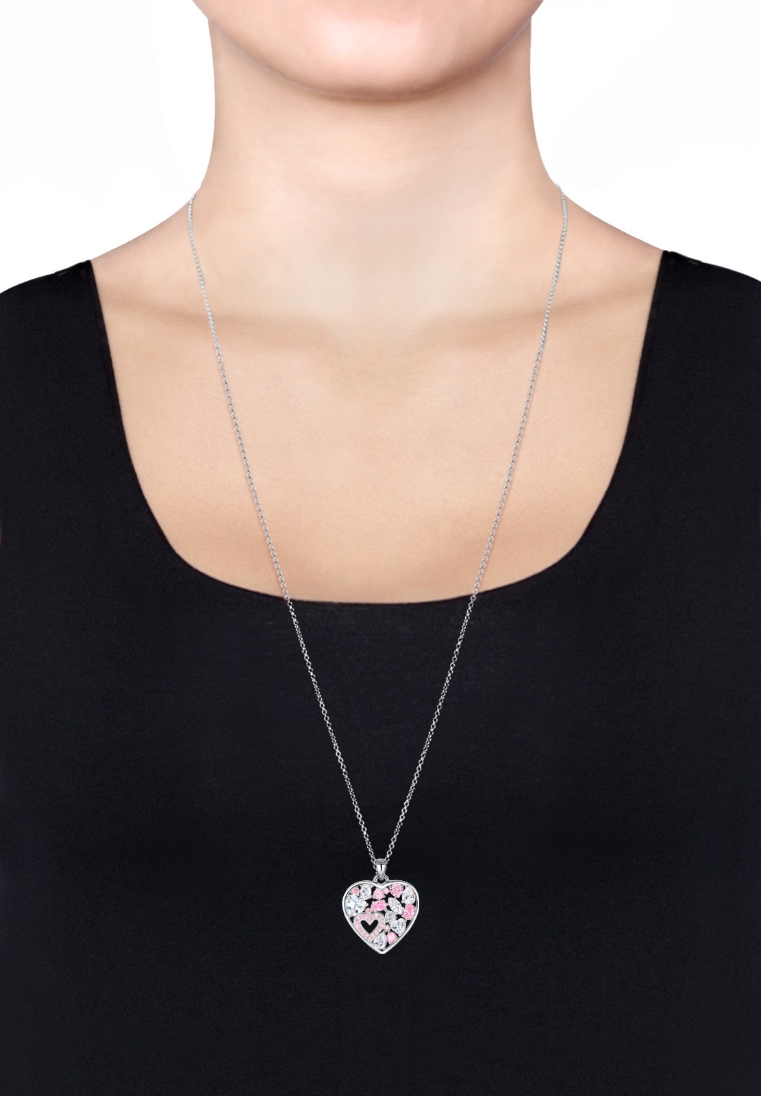 Elli Premium Kette mit Anhänger »Herz Zirkonia Verspielt 925 Sterling Silber«