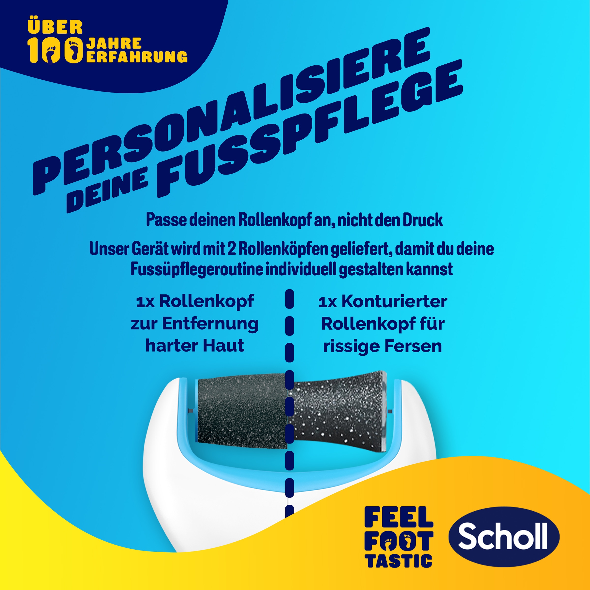 Scholl Elektrischer Hornhautentferner »Expert Care, Hornhaut Entfernung für seidig weiche Füße«, (Packung), mit Meeresmineralien Rolle für präzise Ergebnisse