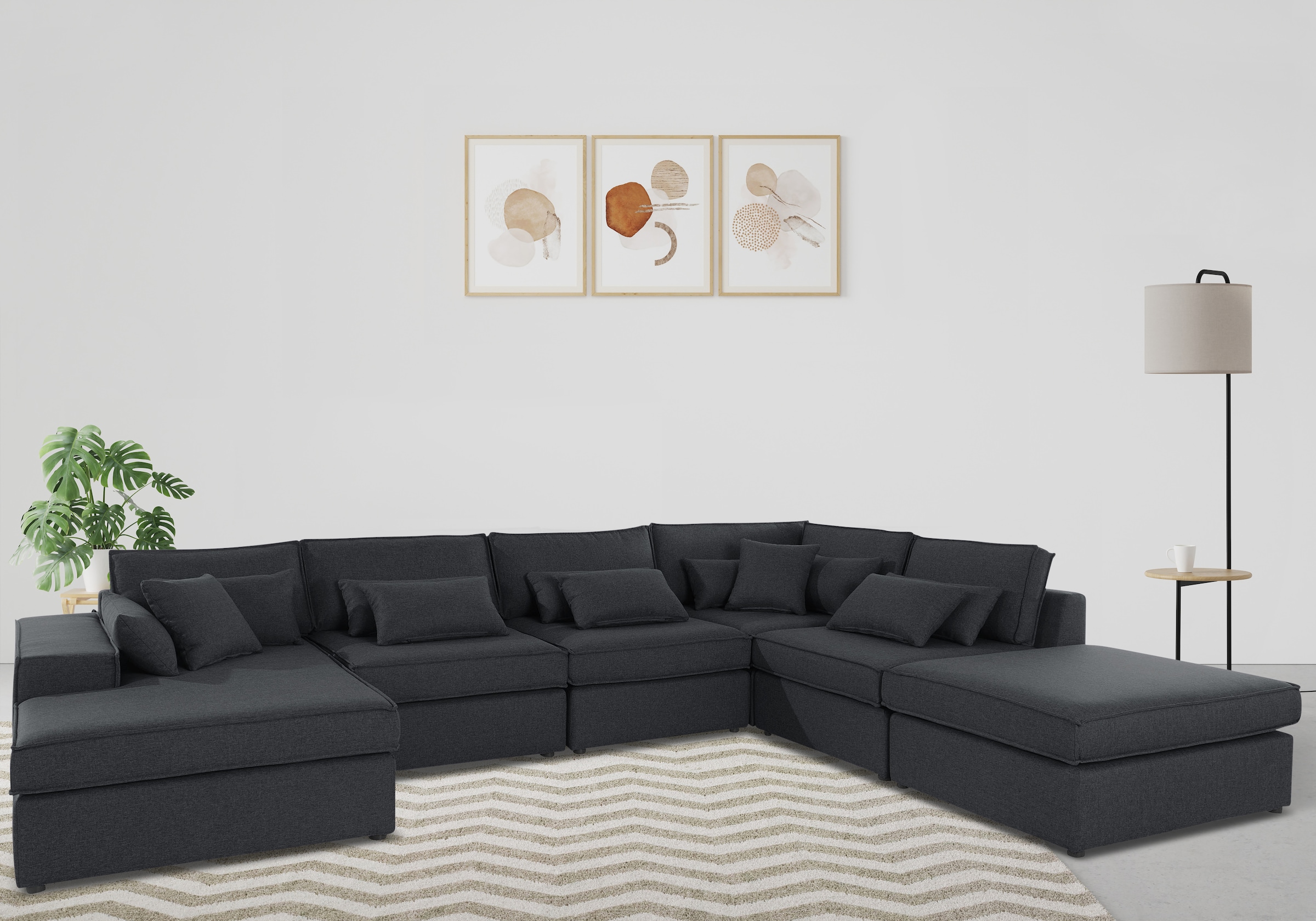 OTTO home Wohnlandschaft "Florid U-Form" 6 Teile, bestehend aus Modulen, vi günstig online kaufen