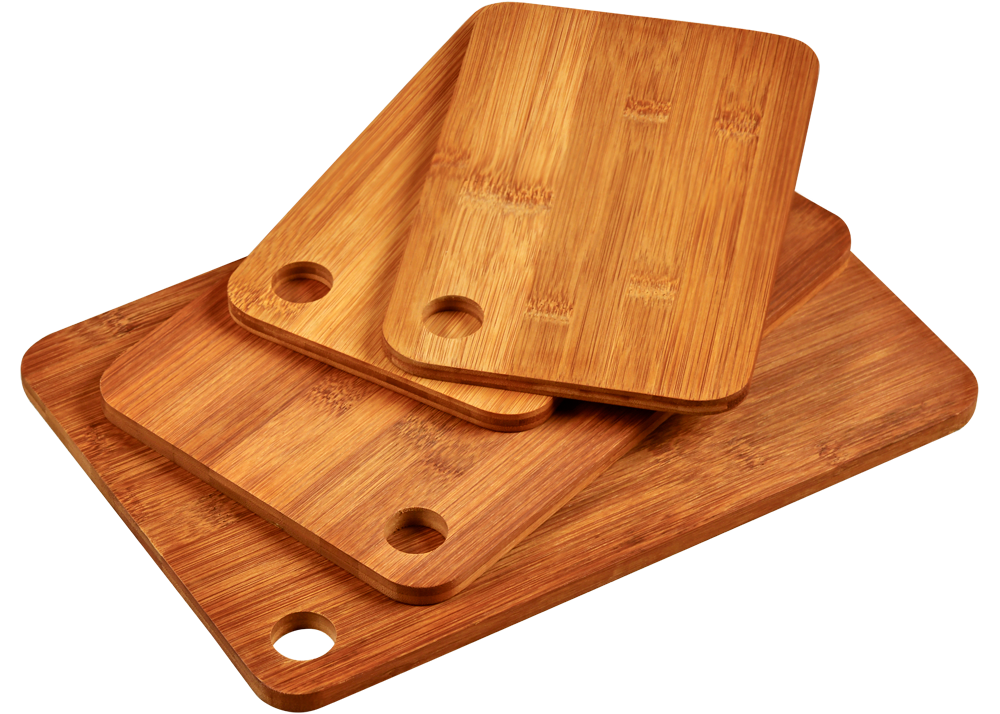 KESPER® Schneidebrett, (Set, 4 St.), aus FSC®-zertifiziertem dunklen Bambus