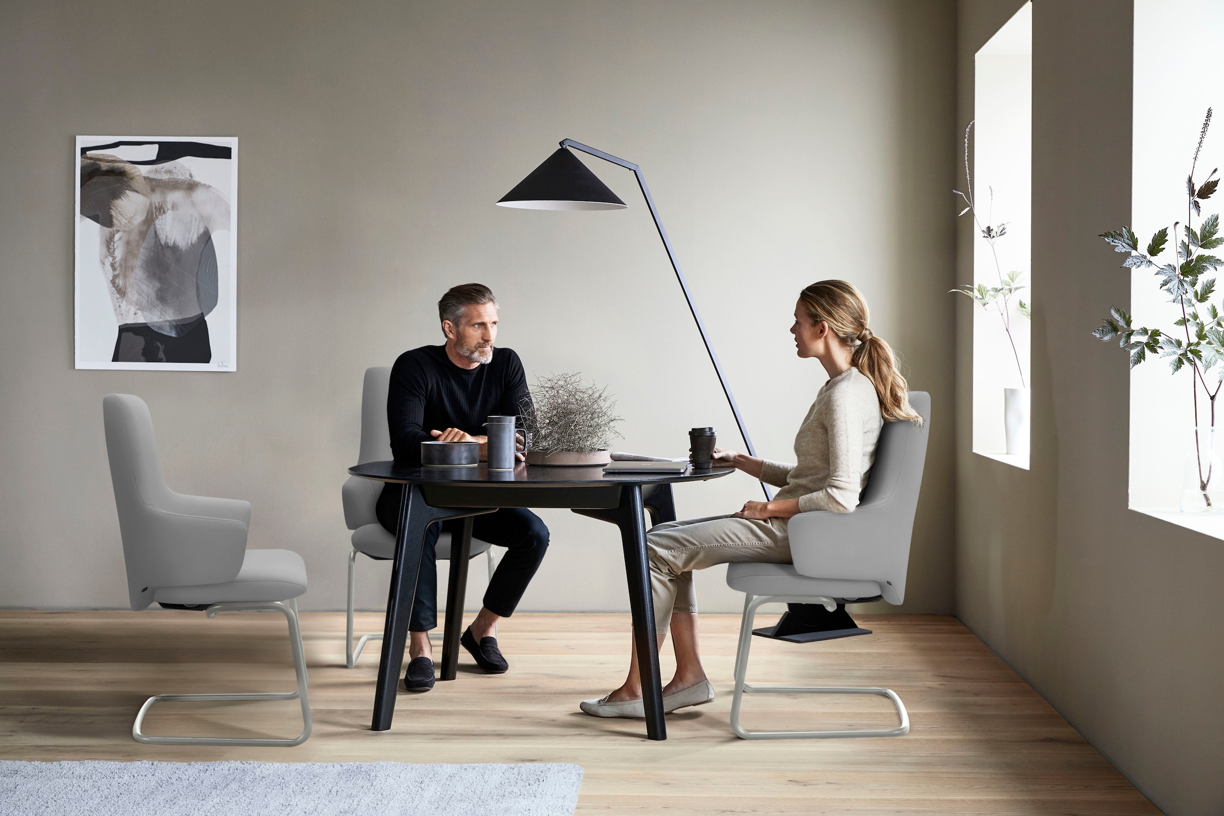 Stressless® Polsterstuhl »Laurel«, Leder BATICK, High Back mit Armlehne, Größe L, mit Beinen aus Stahl in Schwarz matt