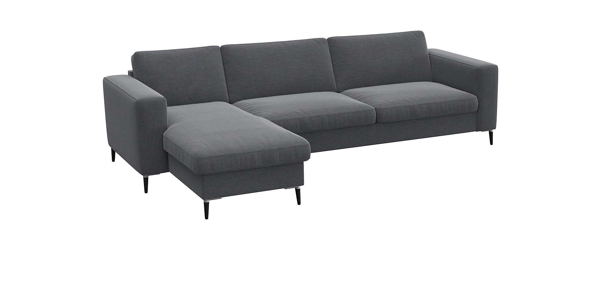 FLEXLUX Ecksofa »Fiore, super Sitzkomfort durch Kaltschaum im Sitz, L-Form«, breite Armlehnen, Kaltschaum, Füße Alu+schwarz