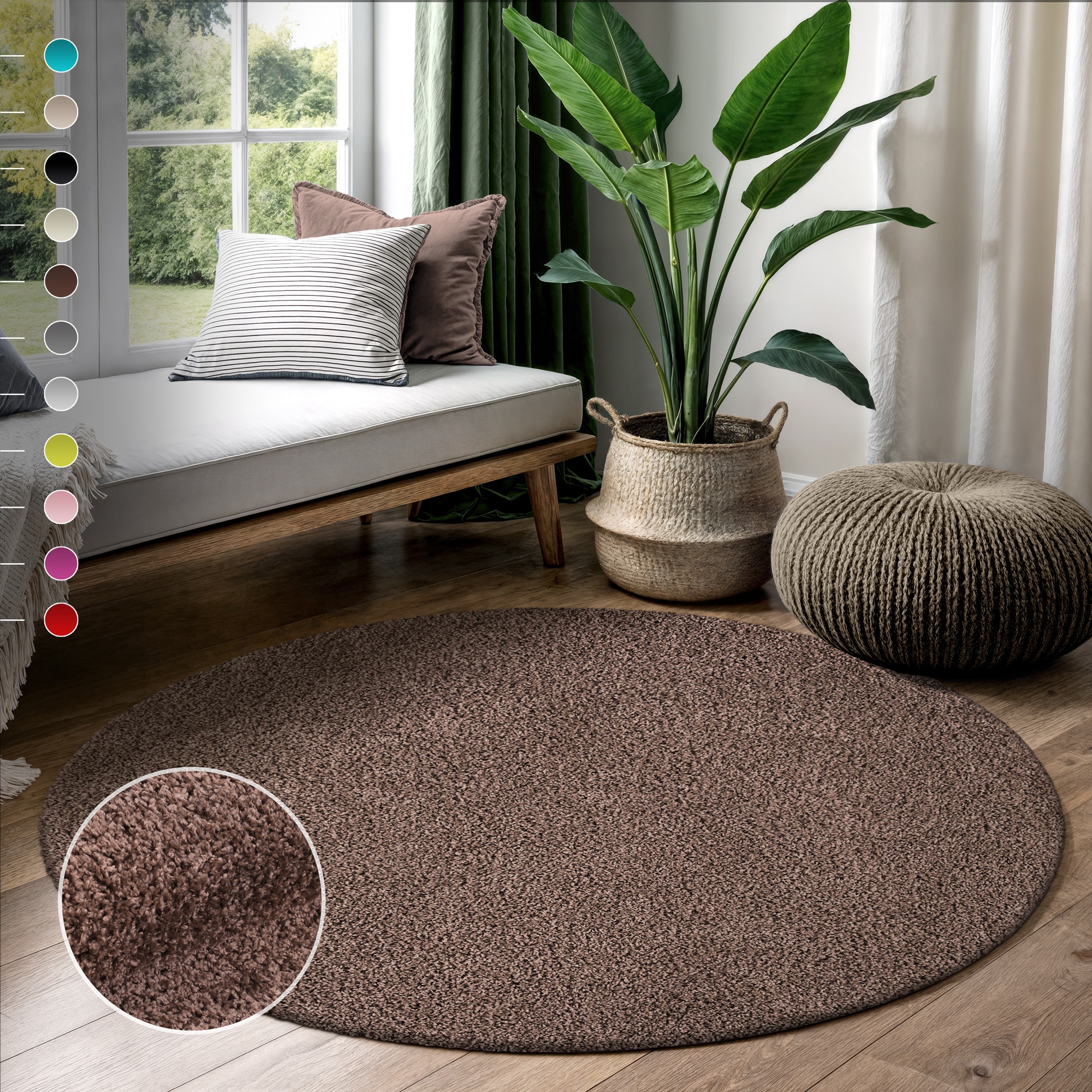 Sanat Hochflor-Teppich "LOCA, auch als Läufer und in Rund" rund 30 mm Höhe Wohnzimmer, Langflor, Shaggy, Schlafzimmer