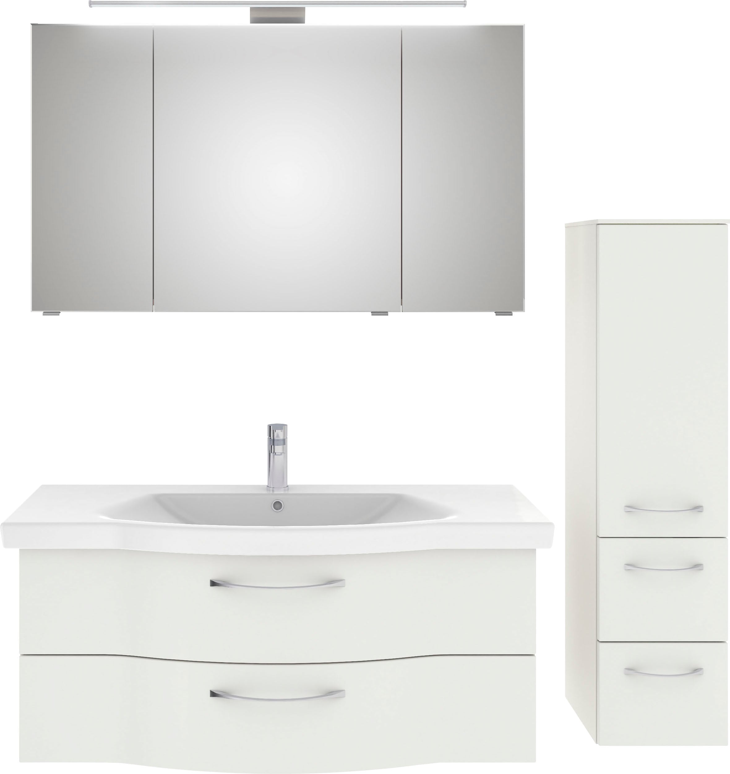 Saphir "6005 Sprint 3-teilig, Keramik-Waschtisch mit LED-Spiegelschrank" 4 Stk. tlg.