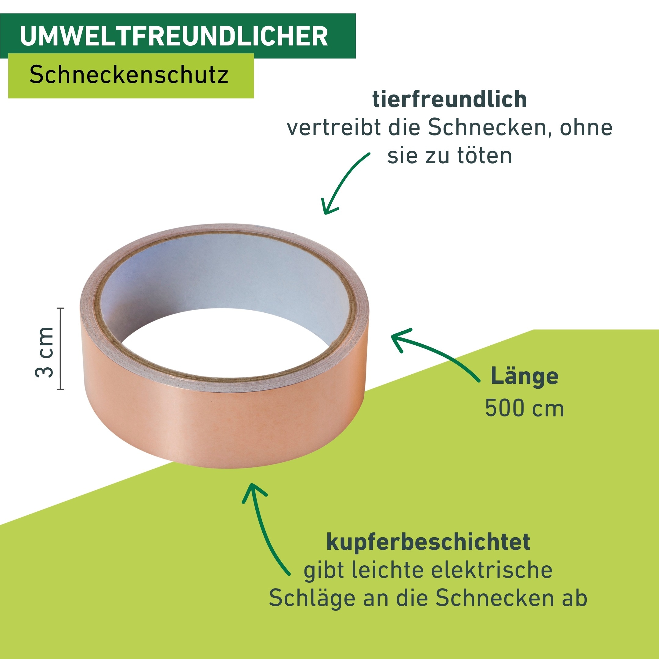 Windhager Schneckenkante »aus Kupfer, Schnecken Abwehrband für Hochbeete und Pflanztöpfe« Schneckenschutz Tape, erhältlich in 5 x 3 cm oder 5 cm x 6 m