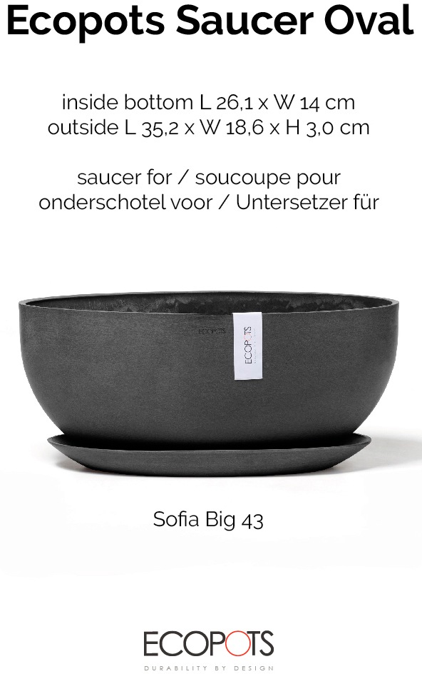 ECOPOTS Topfuntersetzer »Oval Groß Dunkelgrau«, für innen und außen: frostsicher, bruchsicher und lichtbeständig