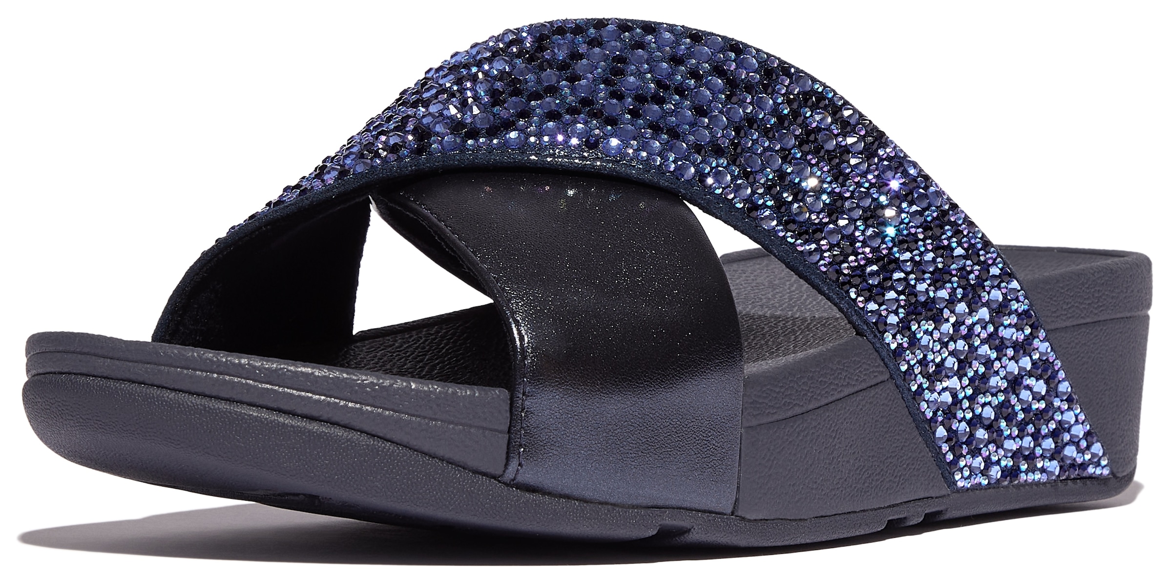 Fitflop Pantolette »LULU CRYSTAL«, Plateauschuh, Slides mit trendigen Glitzerdetails
