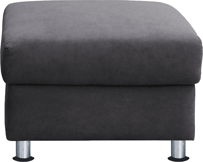 TRENDMANUFAKTUR Hocker »Rondo, Polsterhocker zur Serie, Breite 67 cm, Füße chromfarben«, Fußhocker wahlweise mit Federkern, in verschiedenen Bezügen bestellbar